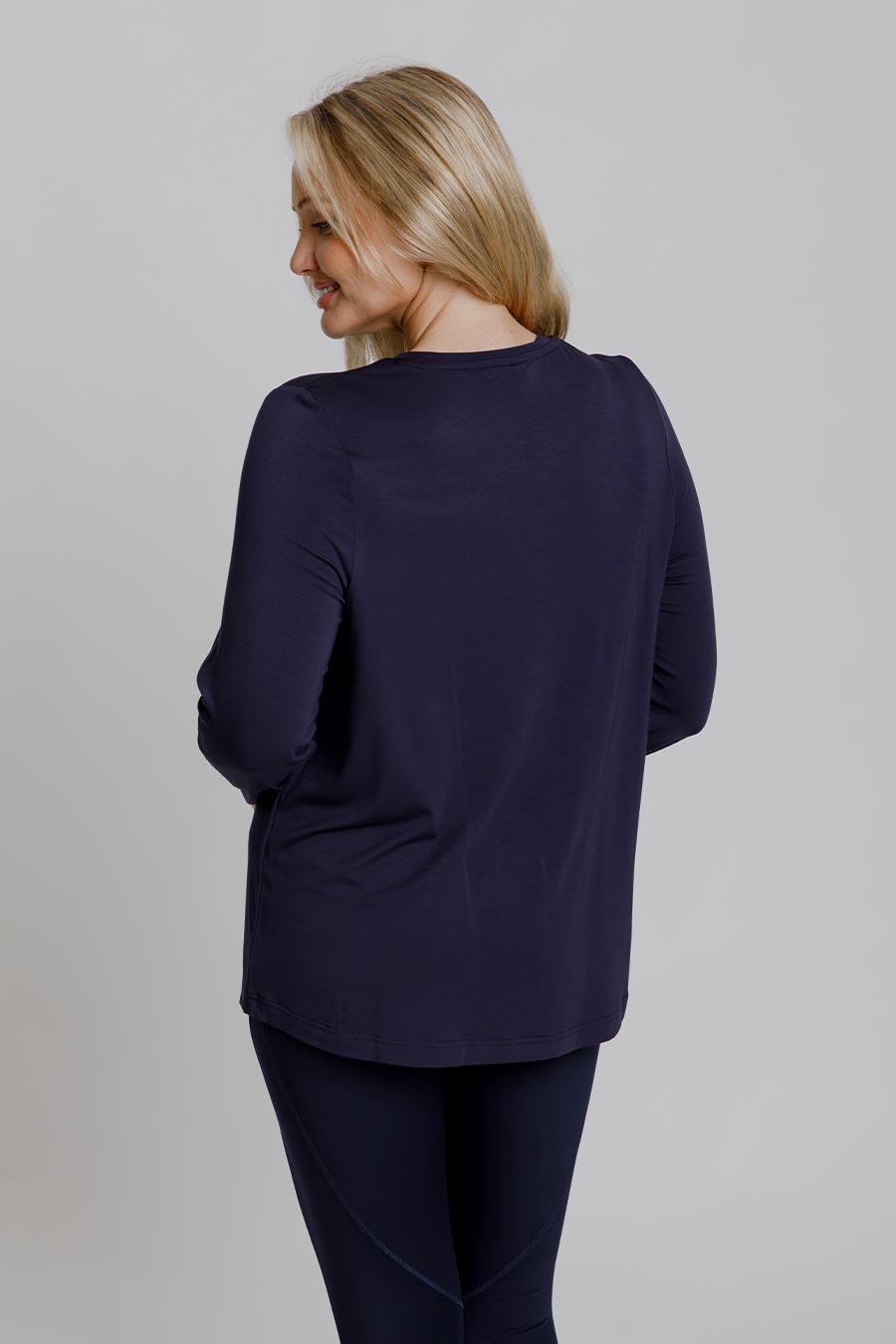 Classic Bamboo Long Sleeve Top for Women - Soft & Breathable Navy Blouse - Perfect for Casual Wear, Office & Travel
