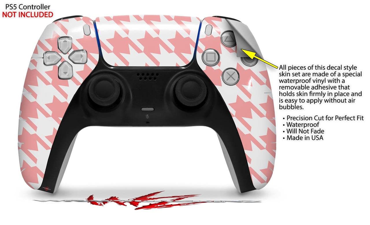 Sony PS5 DualSense Skin Wrap - Houndstooth Pink for Gaming & Protection