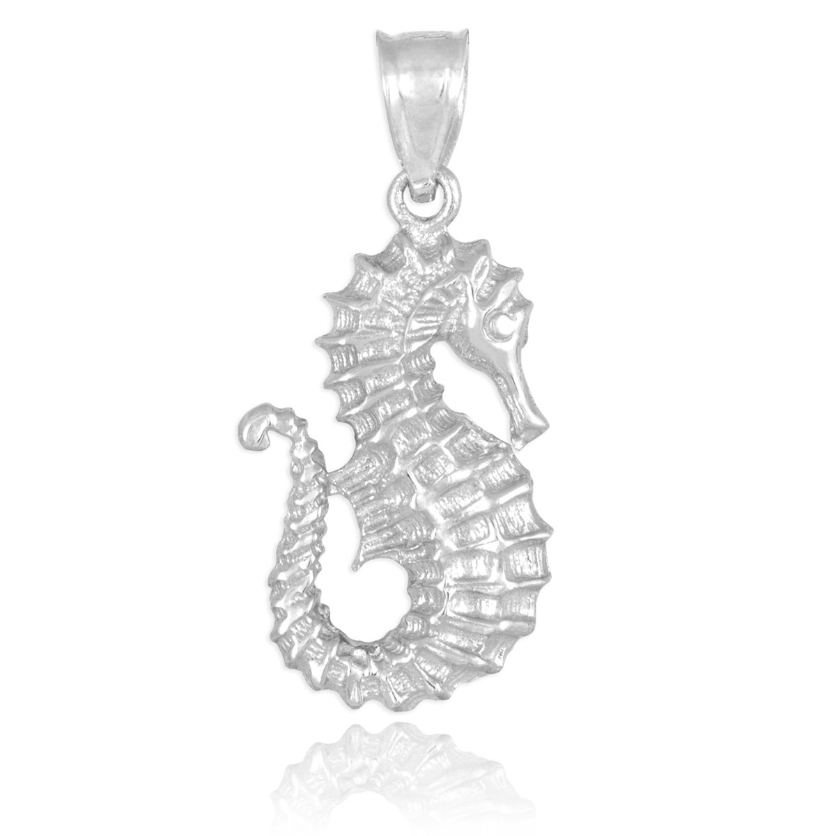 925 Sterling Silver Seahorse Charm Pendant Necklace - 22