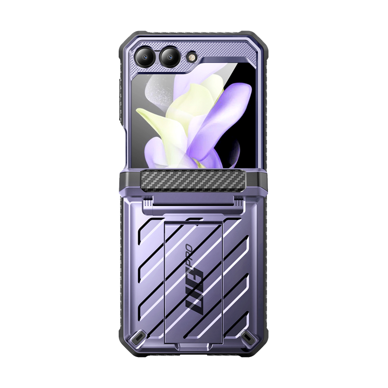 Samsung Galaxy Z Flip5 Unicorn Beetle PRO Heavy Duty Rugged Case with Belt Clip - Shockproof Protective Cover for Everyday Use (Metallic Purple) - Perfect for Outdoor Activities, Work & Travel