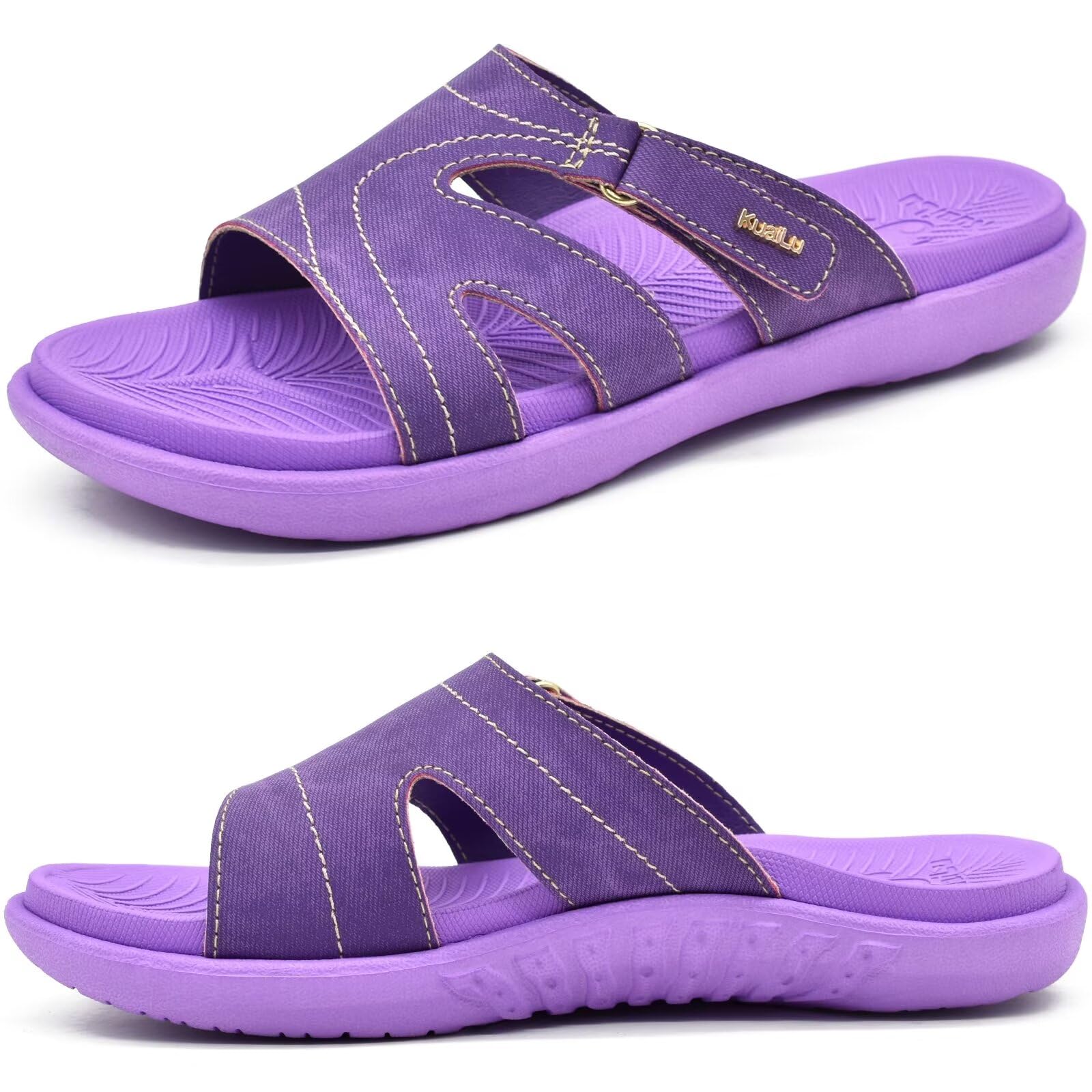 **KuaiLu Women's Orthotic Slides - Lightweight Athletic Yoga Sandals with Thick Cushion & Arch Support for Plantar Fasciitis - Perfect for Yoga, Gym, and Home Comfort**