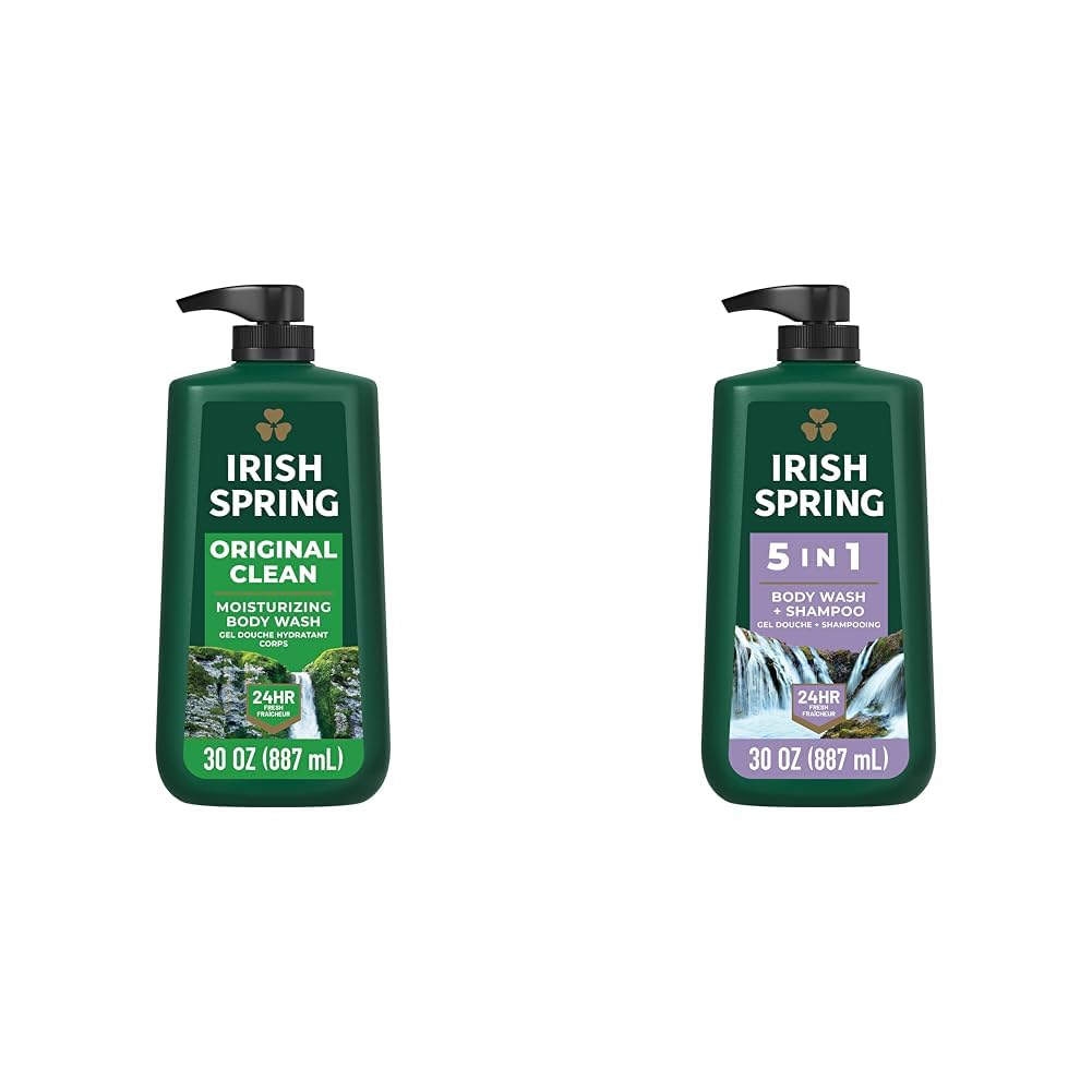 Irish Spring Men's Body Wash Pump - 5 in 1 Hydrating Shower Gel for Men with Refreshing Scent | Daily Shower Essential for Gym, Work & Active Lifestyle