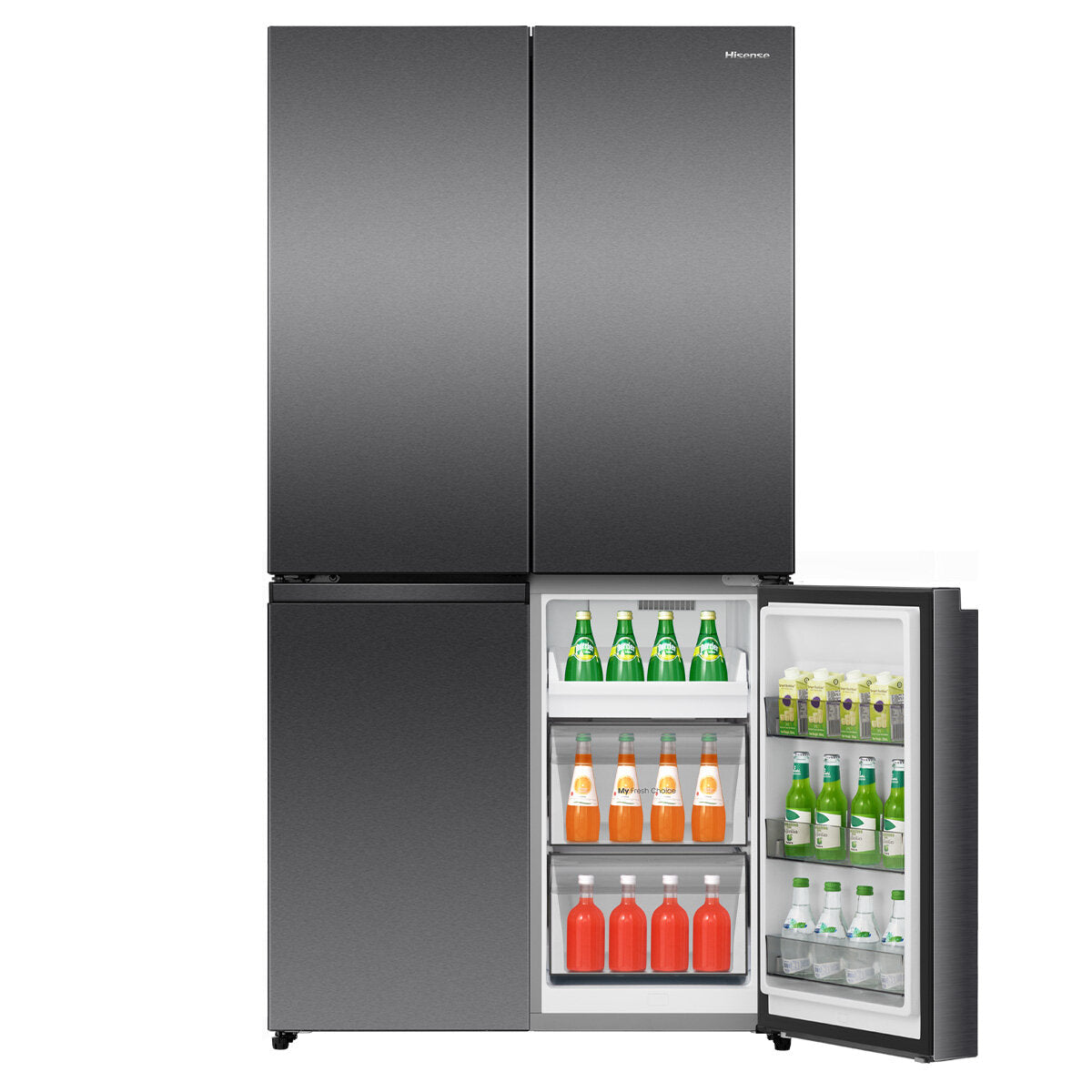 Hisense 647L PureFlex French Door Refrigerator - Dark Stainless Steel HRCD640TB - Energy Efficient Large Capacity Fridge for Modern Kitchen & Family Use