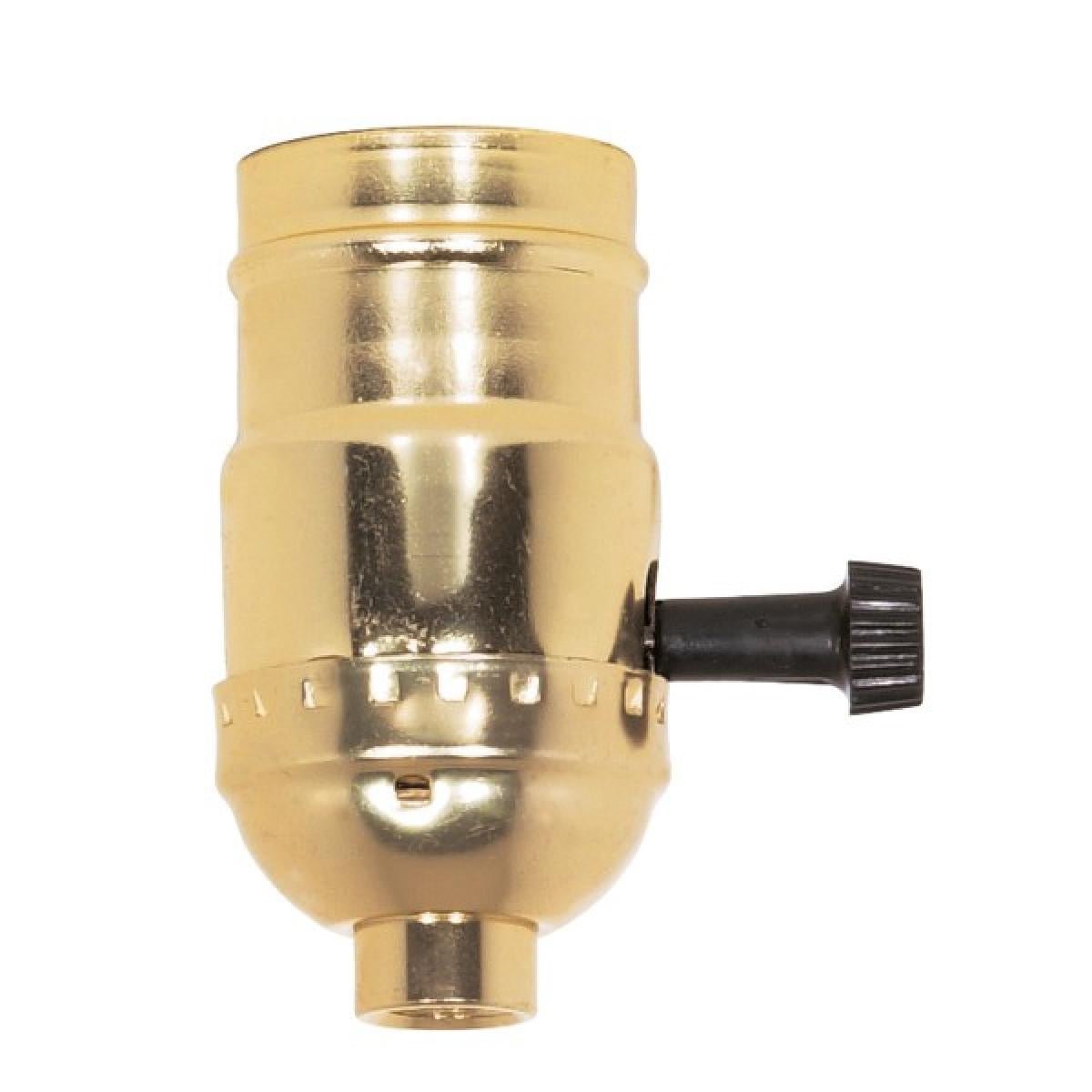 3-Way (2-Circuit) Turn Knob Socket with Removable Knob - Brite Gilt Finish - Perfect for Table Lamps, Floor Lamps and Vintage Lighting Fixtures