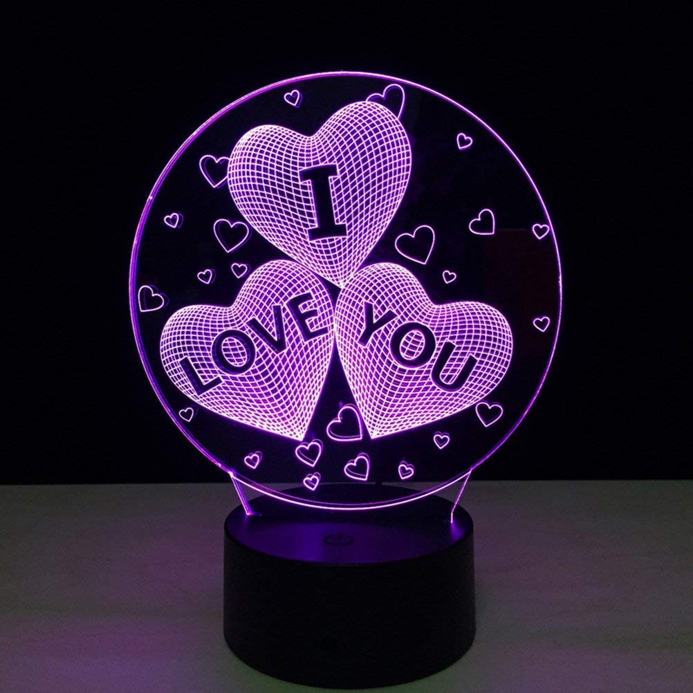 7-Color 3D LED Night Light Lamp - Customizable I Love You Design for Bedroom, Office, or Store Decor | Perfect Christmas, Wedding, Valentine's & Birthday Gift for Wife, Husband, Girlfriend, Boyfriend | Creates Romantic Ambiance for Bedside, Desk, or Special Occasions