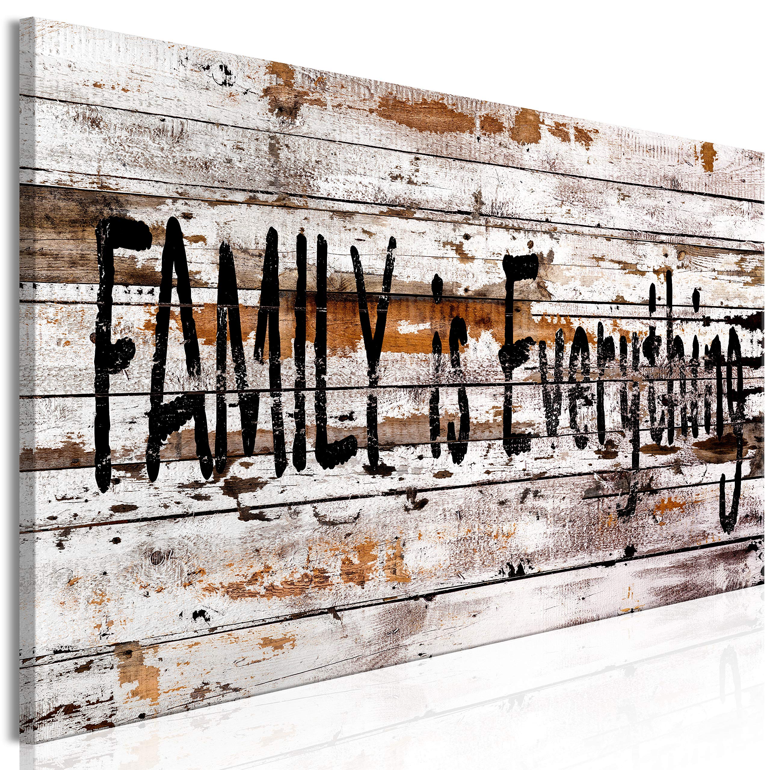 Artgeist Acoustic Canvas Wall Art Print - 'Family is Everything' Quote 53x18 Inches - Sound Absorbing Picture with Acoustic Foam for Home & Office Decor - Soundproofing Artwork for Living Room, Bedroom & Studio - Faux Wood Frame (Style m-A-0953-b-a)