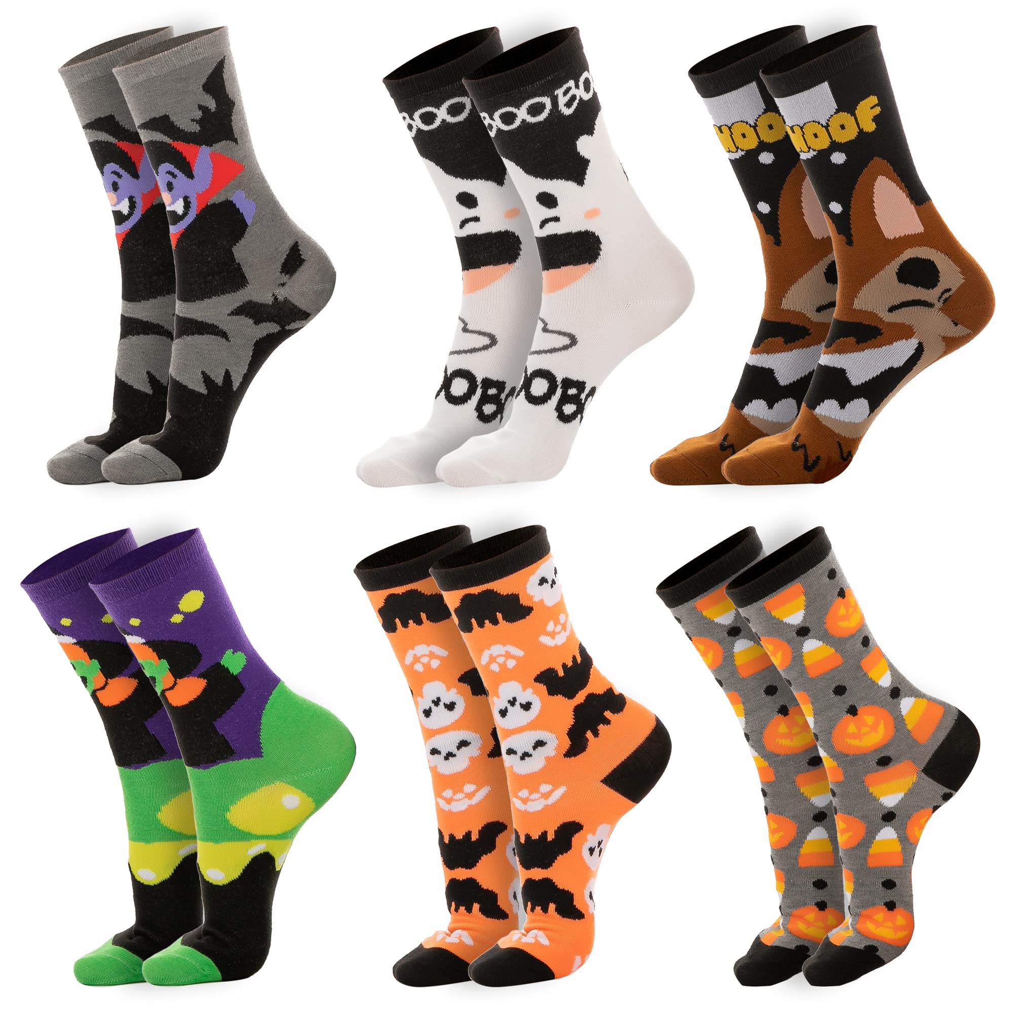 JOYIN 6 Pairs Halloween Fuzzy Socks - Cozy Pumpkin & Spooky Design Warm Fall Socks for Women & Men | Perfect for Trick-or-Treating, Costume Parties & Autumn Comfort