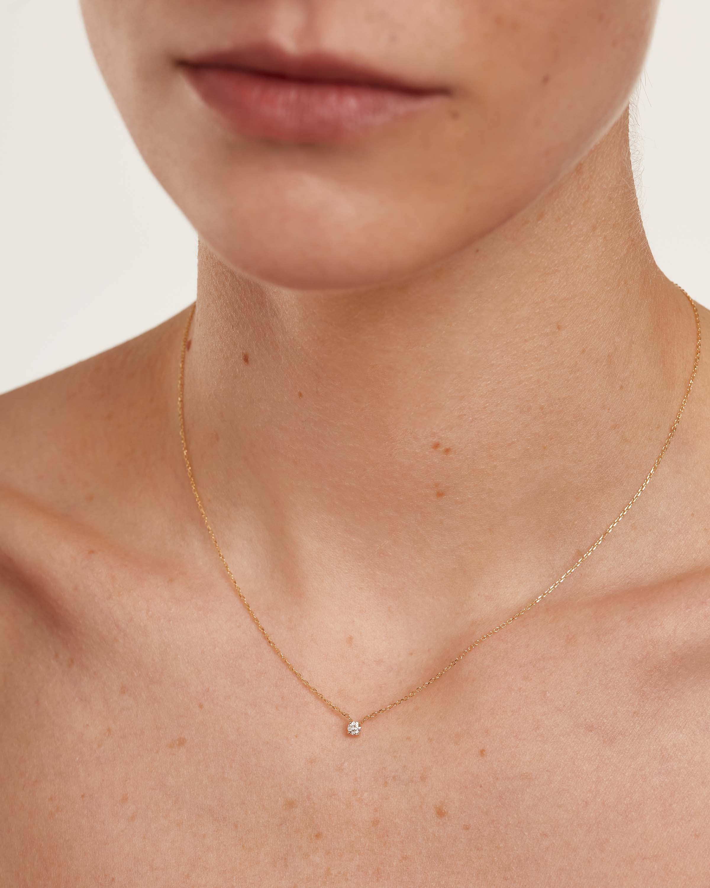 Elegant Diamond and Gold Solitaire Mini Necklace - Perfect for Weddings, Anniversaries & Special Occasions