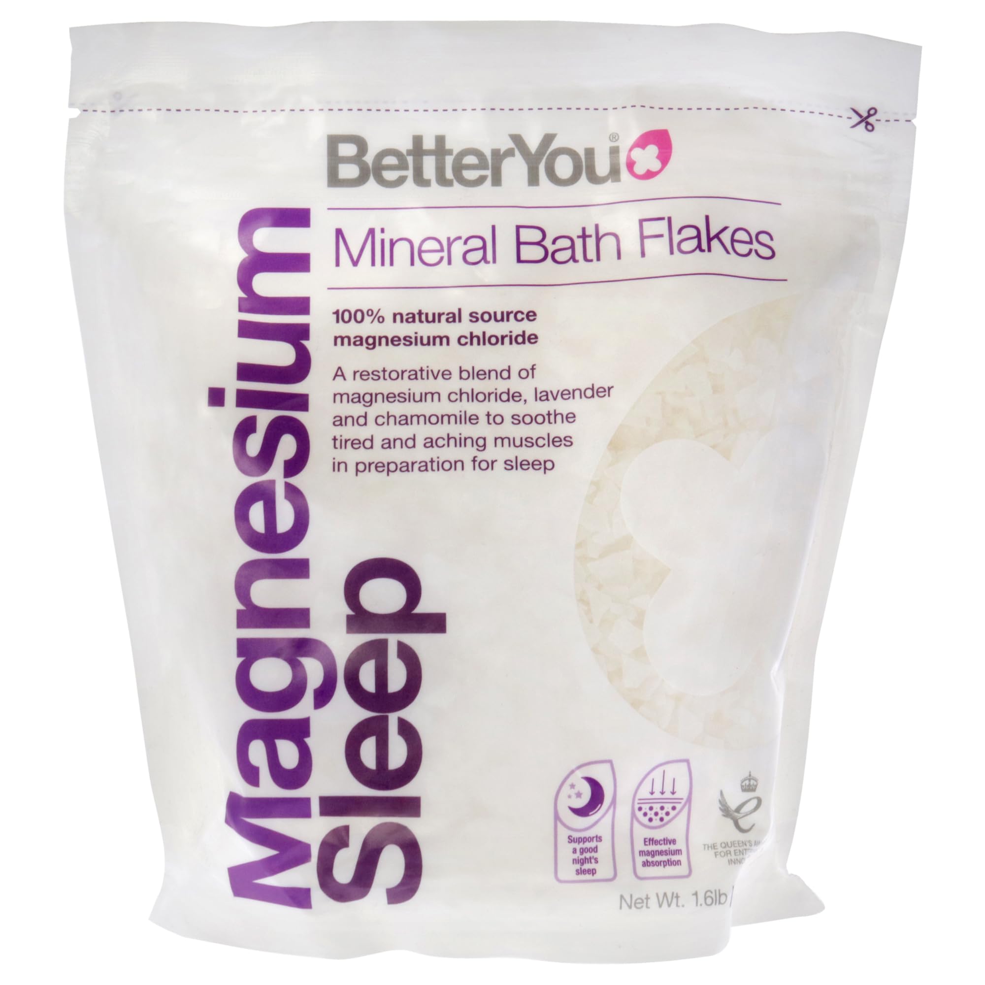 BetterYou Magnesium Sleep Bath Salt for Men & Women - 26.4 oz Relaxing Epsom Salt for Stress Relief & Better Sleep - Perfect for Nighttime Baths & Muscle Recovery