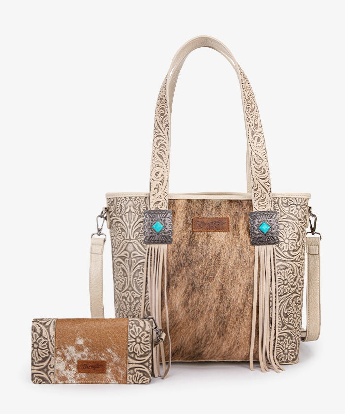 Wrangler Genuine Cowhide Leather Fringe Crossbody Purse for Women - Stylish Concealed Carry Handbag for Everyday Use, Travel & Outdoor Adventures