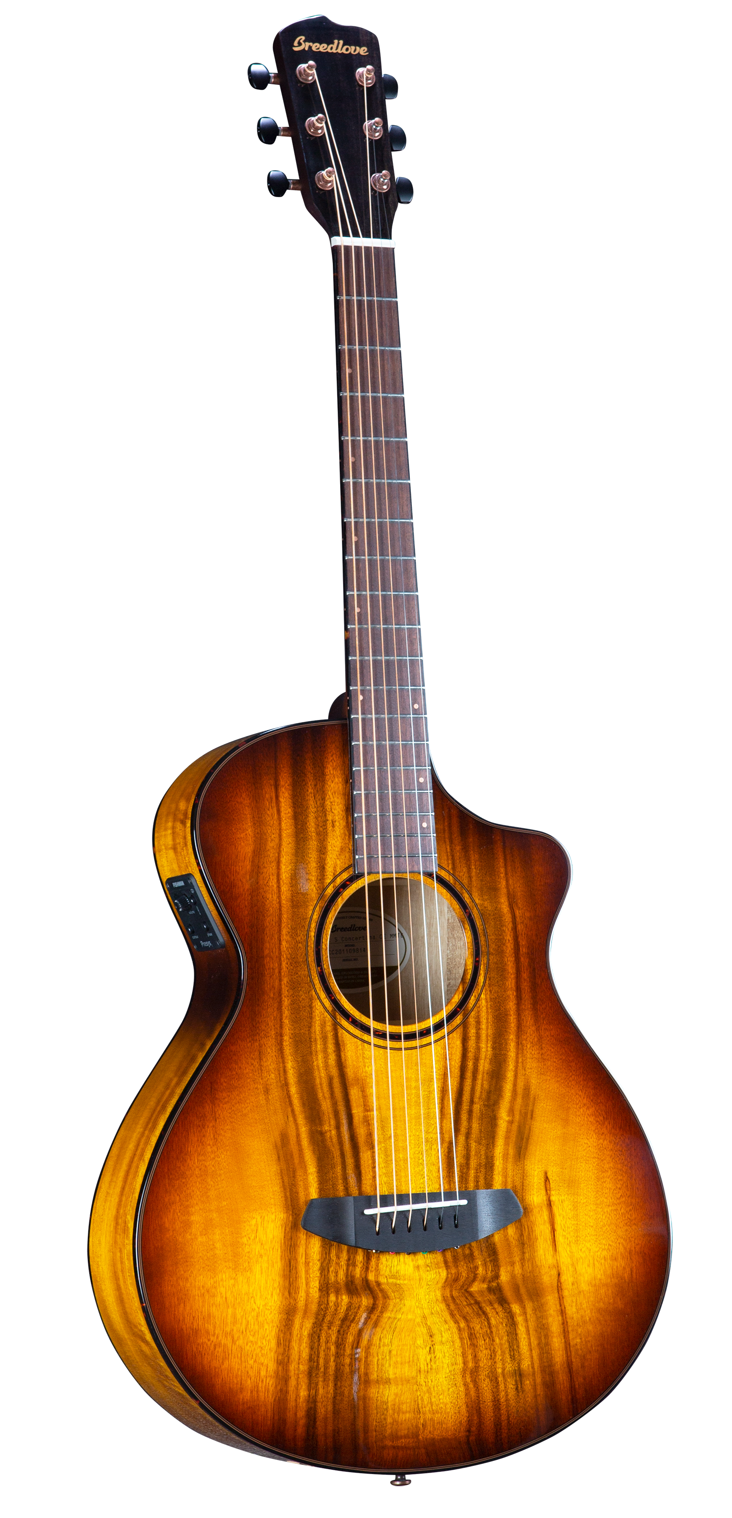 Breedlove Eco Pursuit Exotic S Concertina CE Acoustic-Electric Guitar with Tiger's Eye Finish - Perfect for Stage Performances, Studio Recording & Traveling Musicians