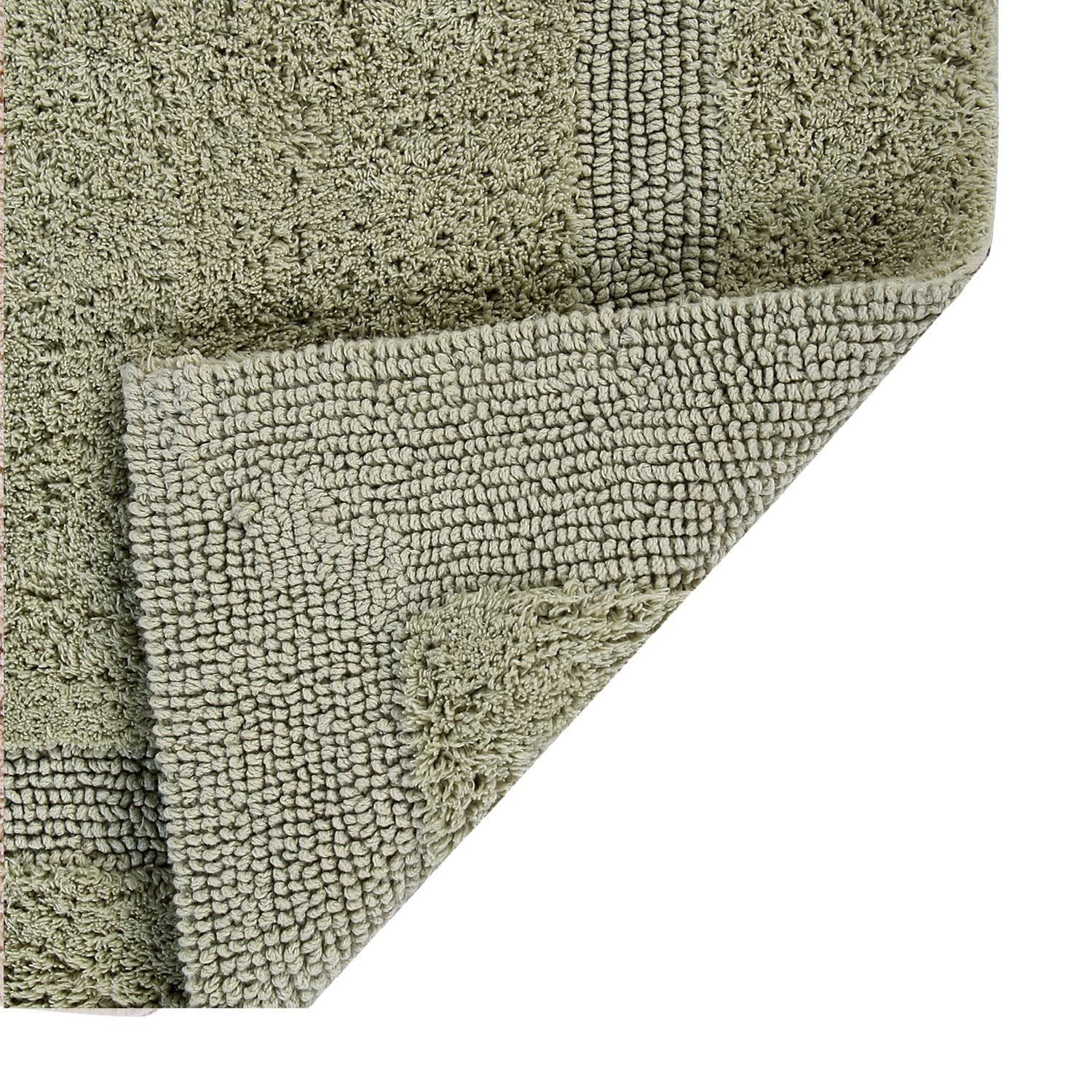 Better Trends 2-Piece Sage Green Bathroom Rug Set - Super Soft Reversible Cotton Bath Mat, Water Absorbent & Machine Washable for Bathroom Floor, Shower, Toilet Base - Lux Collection | Perfect for Modern Home Decor & Spa-Like Bathroom Experience