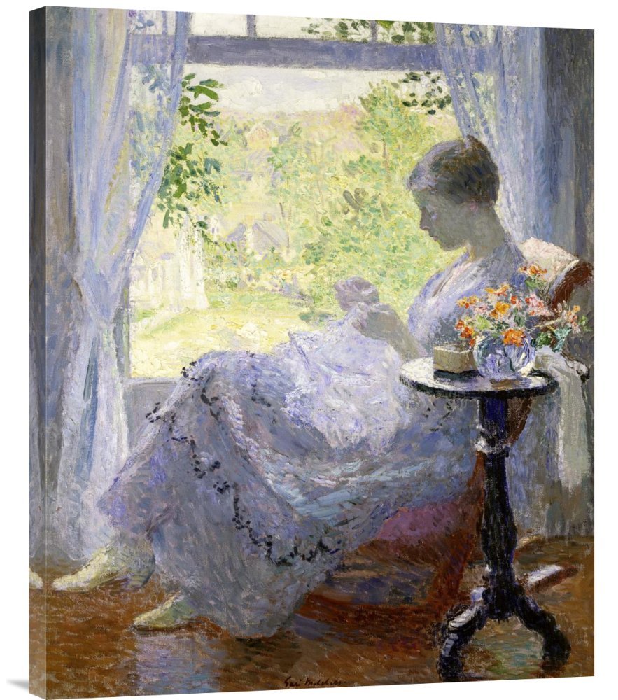 Gari Melchers 'Young Woman Sewing' Gallery Wrap Canvas Art Print - Handmade Giclee Reproduction Wall Decor for Living Room, Bedroom & Office