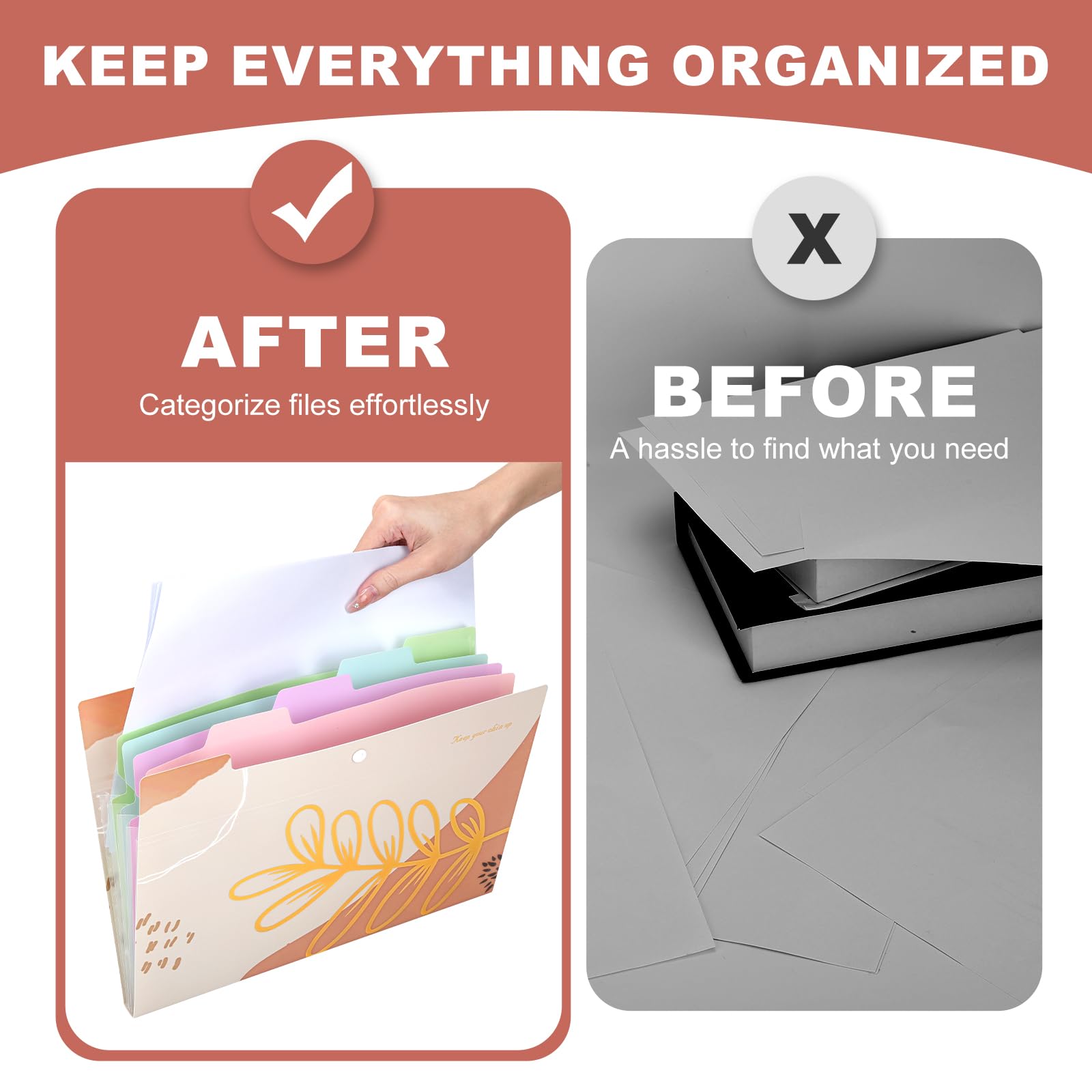 Ddaowanx Expanding File Folder - Letter & A4 Size Plastic Accordion Organizer with 5 Pockets, Labeled Document Holder for School, Office & Home (Bohemian Print) | Perfect for Organizing Bills, Receipts, School Papers & Important Documents