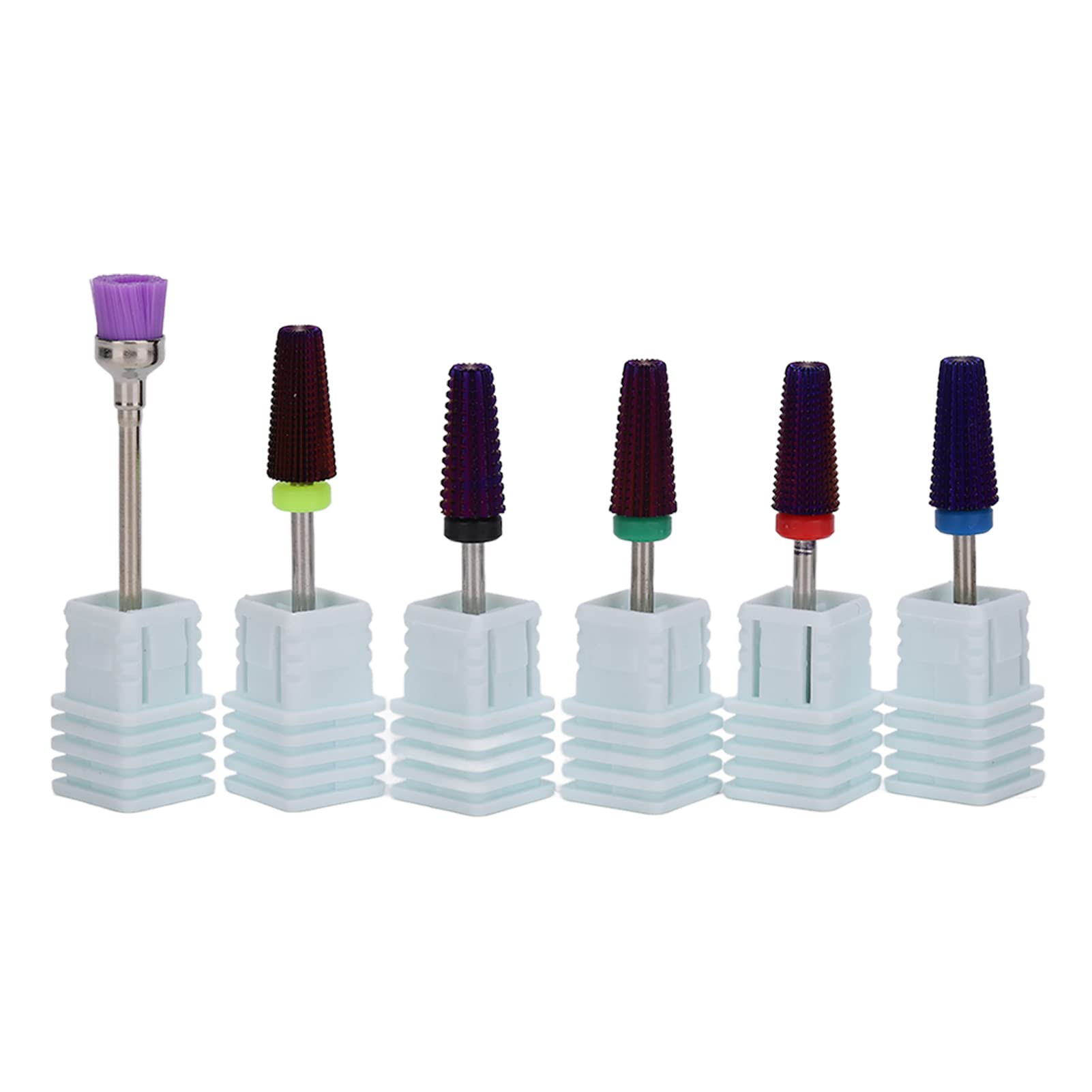 Professional Tungsten Carbide Nail Drill Bits Set - Electric Nail Files with Dust Removal Brush & Polishing Grinding Heads (2.35mm, Purple) - Perfect for Salon, Home Manicure & Nail Art DIY