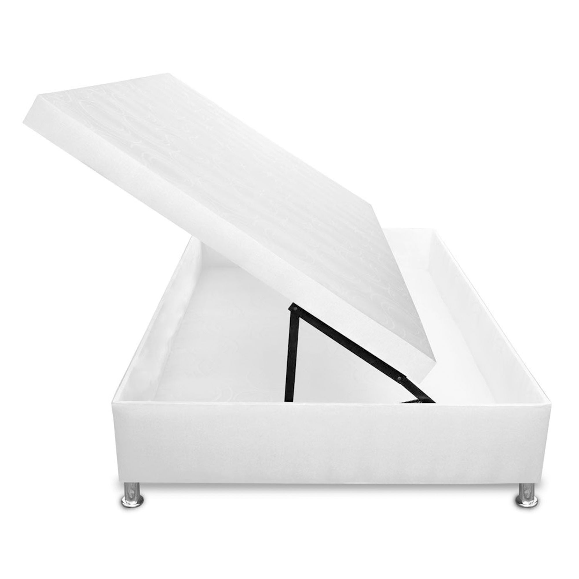 White Storage Ottoman Bed 140x43cm - Horizontal Opening for Double Mattress 140x190cm - Perfect for Bedroom Organization & Extra Storage Space