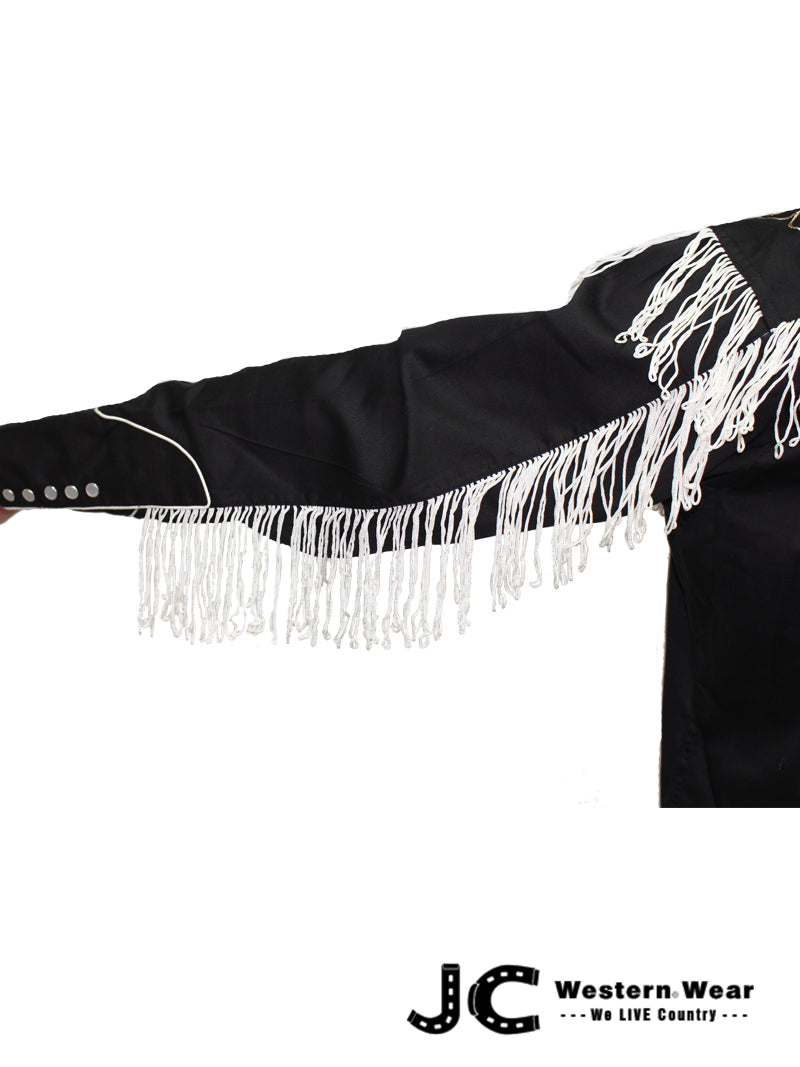 Rockmount 6723 BLK Men's Vintage Fringe Embroidered Western Shirt Black - Perfect for Country Music Concerts, Rodeos & Cowboy Themed Parties