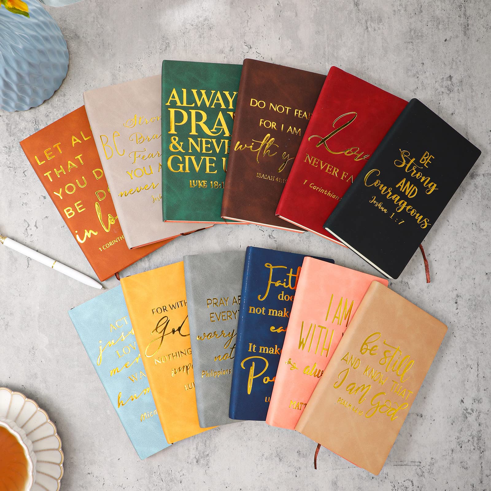24 Pcs Christian Prayer Journals - Leather Bible Verse Notebooks for Men & Teachers | Church Gifts, Christmas Presents