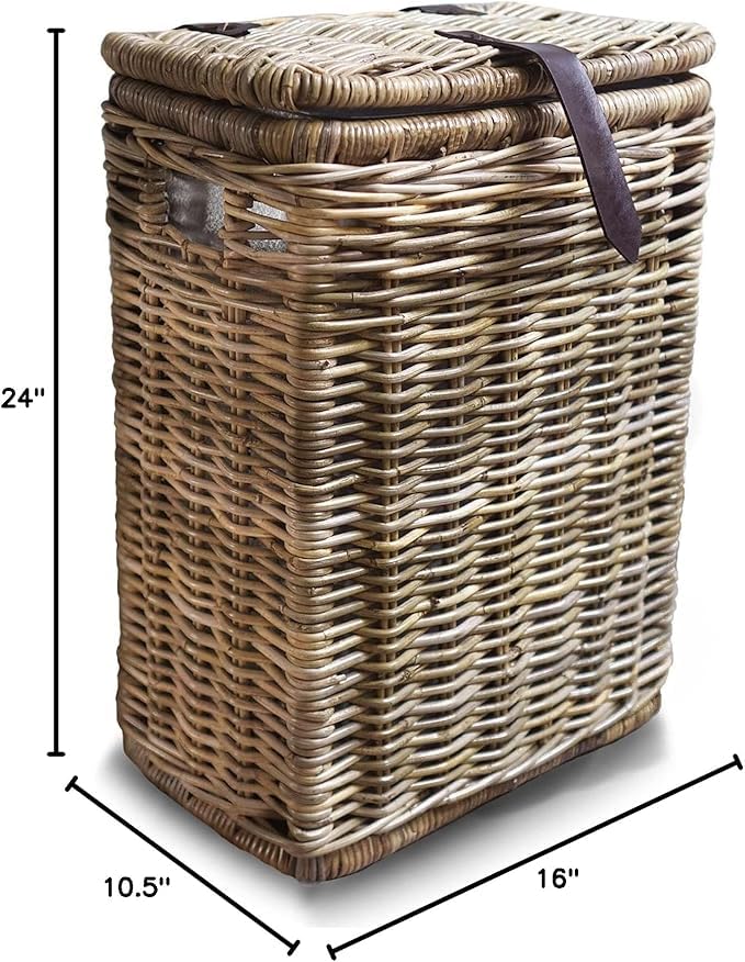 The Basket Lady Wicker Trash Basket with Removable Metal Liner - 16