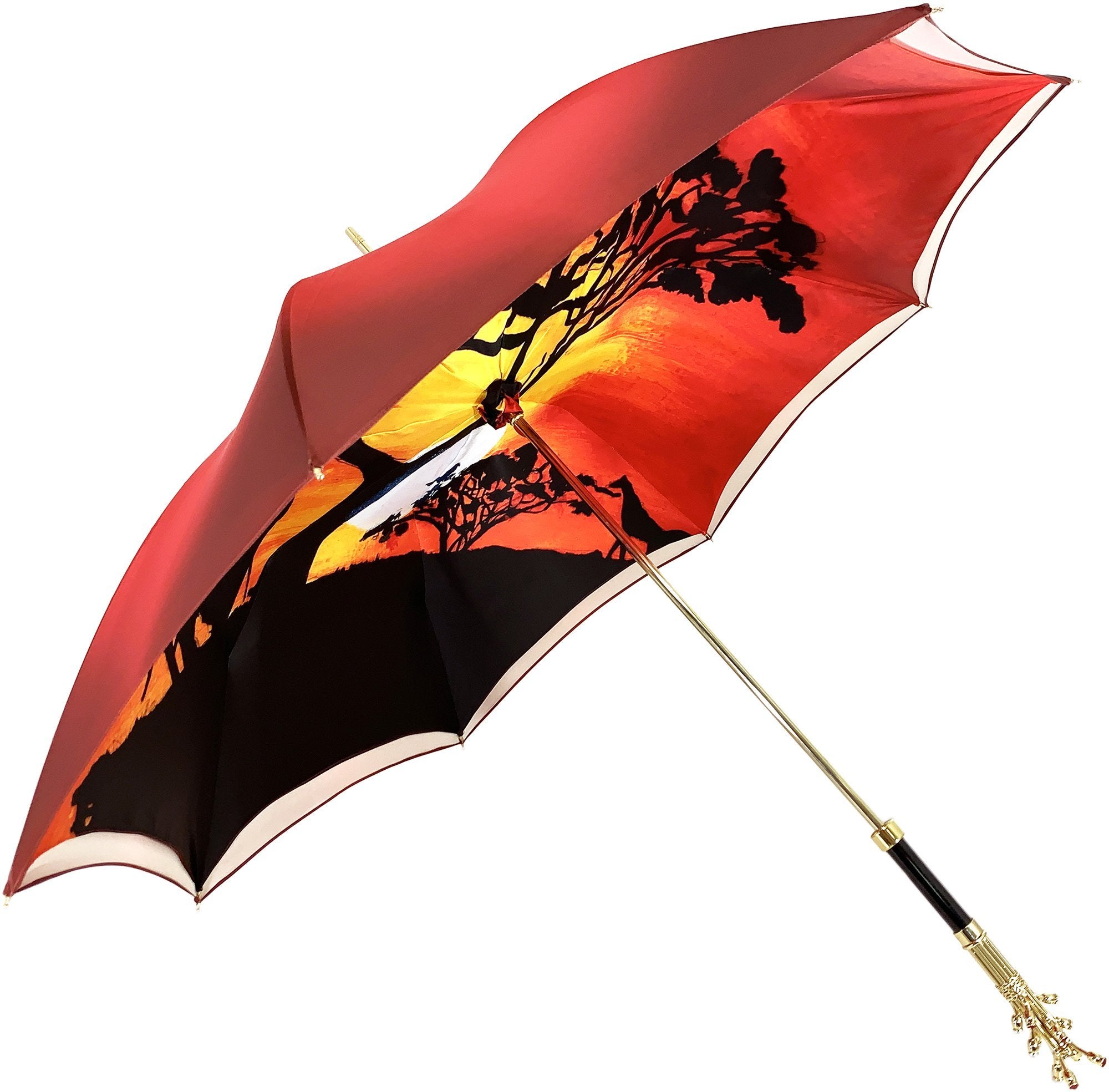 Handmade Double Cloth Umbrella with Exclusive Savannah Design - Perfect for Rainy Days, Beach Outings & Outdoor Events