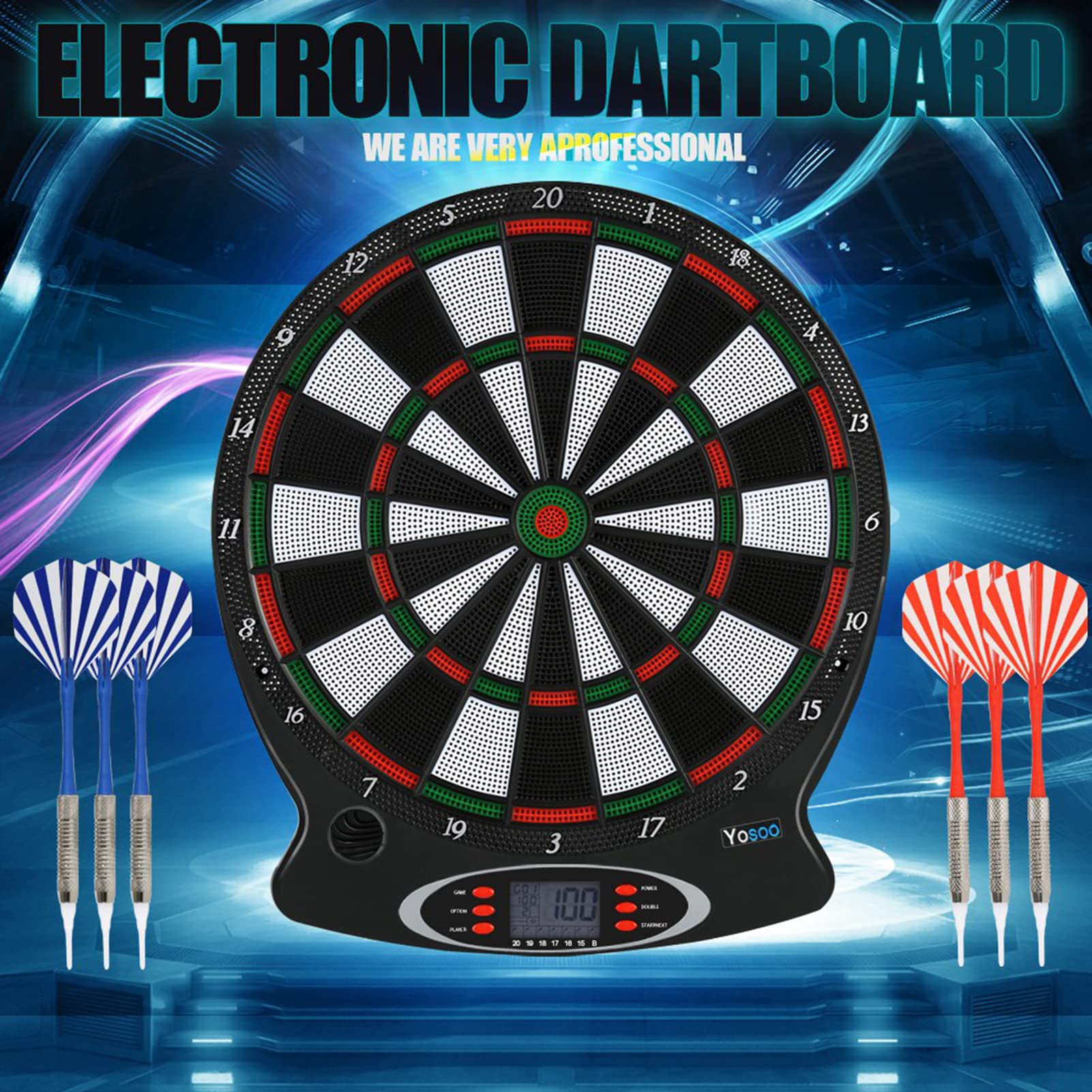 YYQTGG Professional Dart Board with LCD Scoring System - Electronic Hanging Target Game for Indoor/Outdoor Sports, Parties & Bars