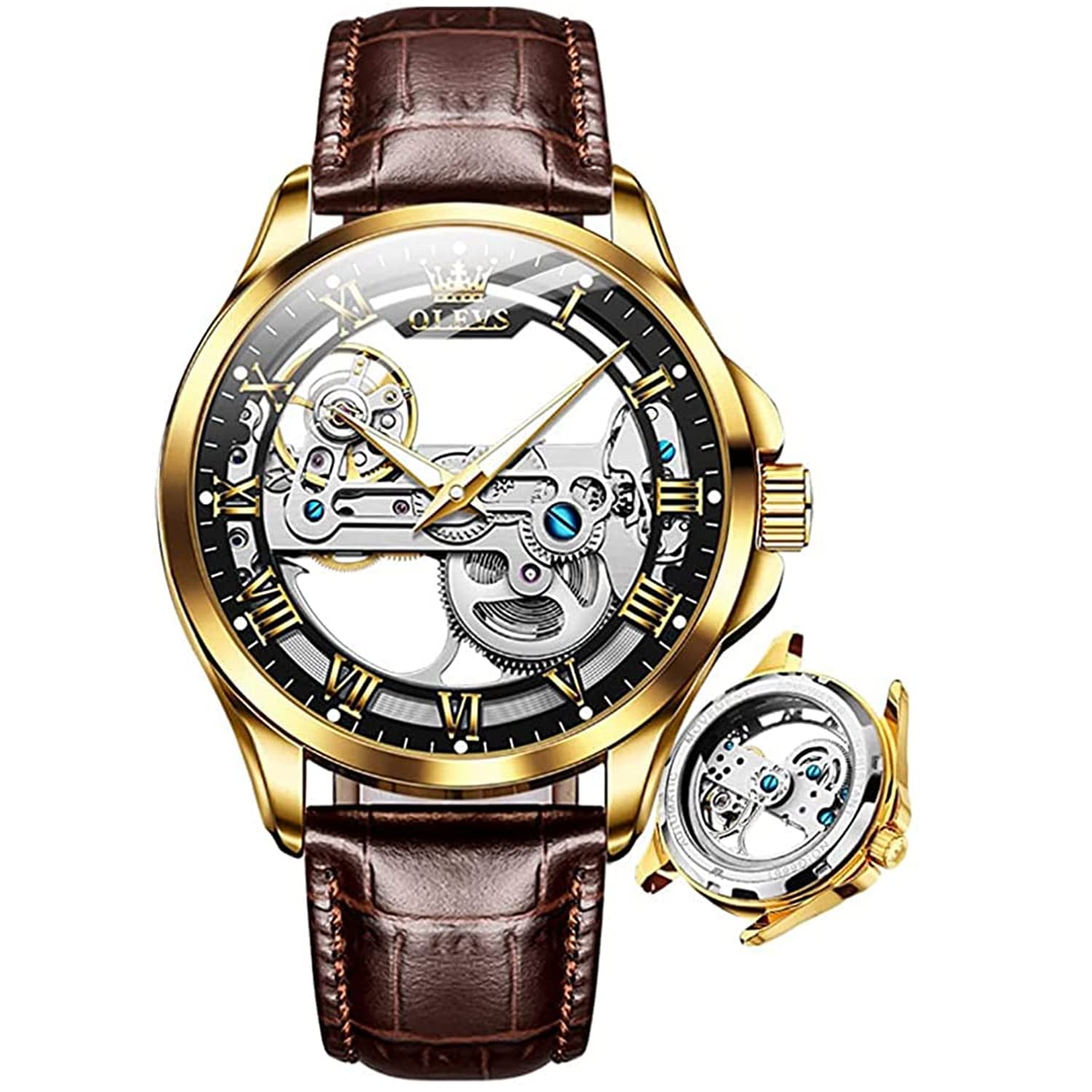 OLEVS Men's Automatic Skeleton Watch - Luxury Waterproof Dress Watch for Formal & Casual Wear