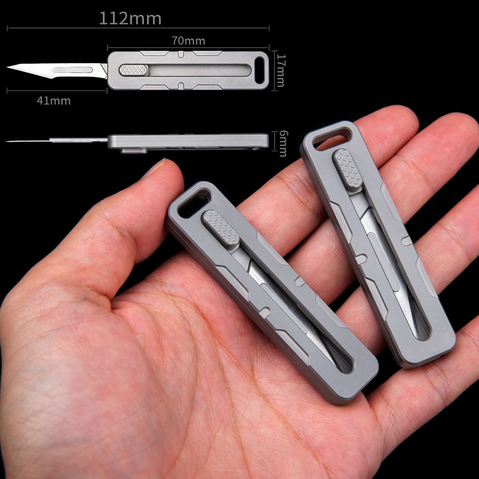 Mini Retractable Utility Box Cutter Knife - 10pcs #11 Scalpel Blades, 2.75