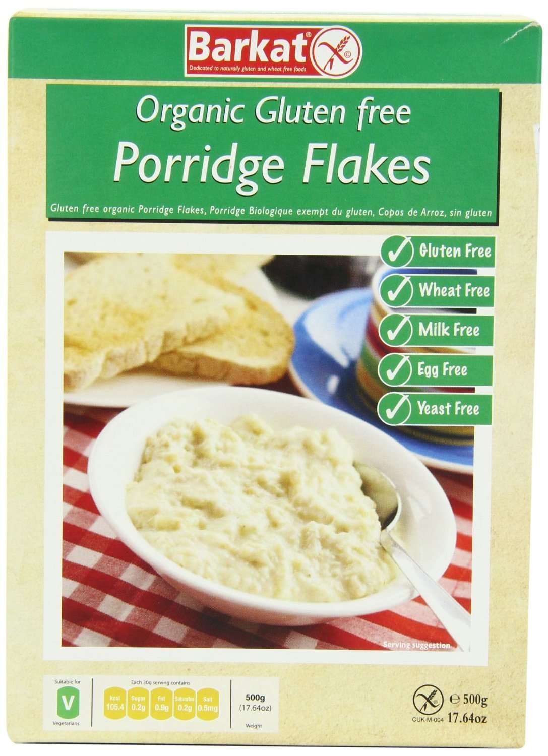 Barkat Gluten Free Porridge Flakes 500g - Healthy Breakfast Cereal for Kids & Adults - Quick & Easy Meal Solution for Busy Mornings