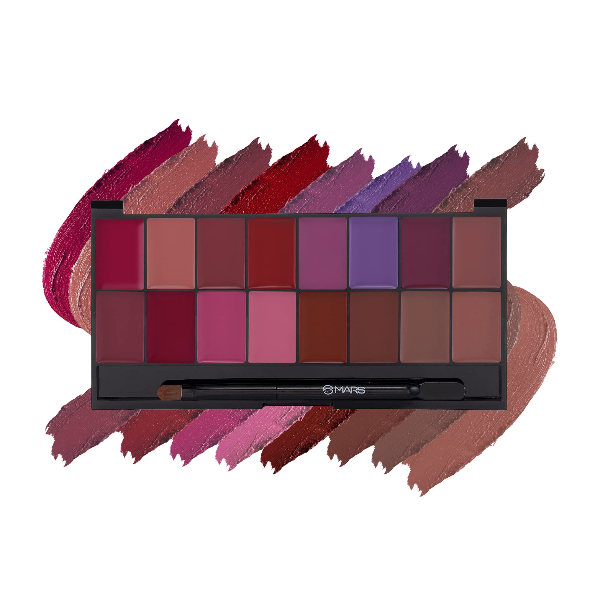 MARS Infinity Lip Palette - 16 Demi Matte Lipstick Colors, Buildable & Blendable for Infinite Looks - Includes Free Spatula Applicator (36g, Multicolor) - Perfect for Makeup Artists, Bridal Looks & Everyday Wear