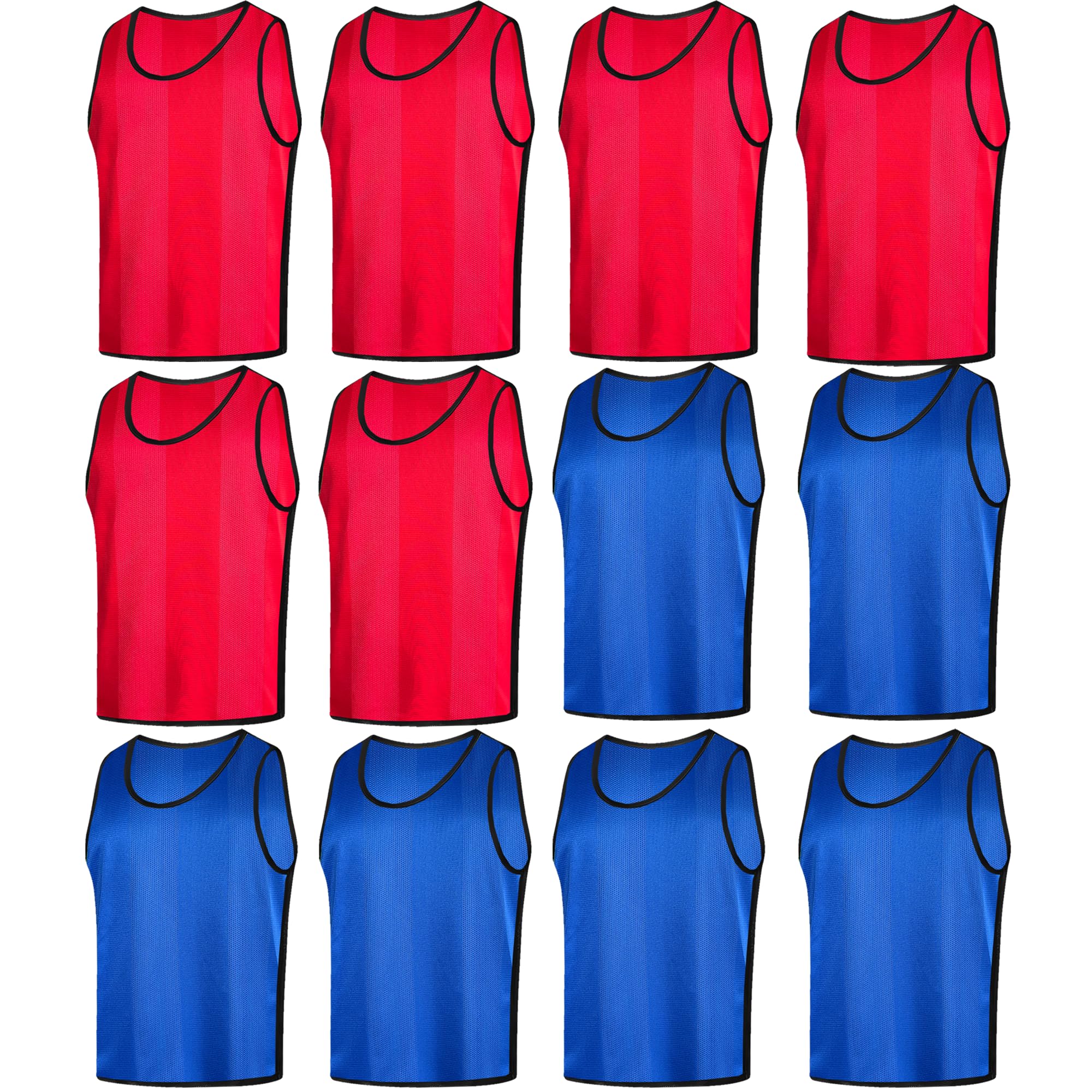 Senston 6/12 Pack Reversible Scrimmage Vests for Football & Soccer Training - Breathable Mesh Pinnies for Adults & Youth - Perfect for Team Practice, Gym Class & Sports Drills