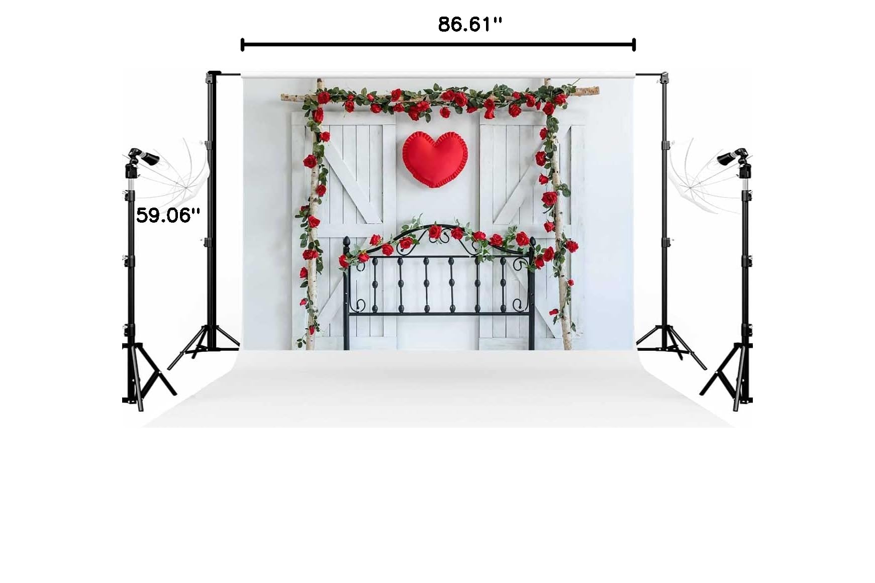 7x5ft Rose Vine Photo Backdrop - Romantic Love Pillow & Headboard Decor for Couples, Anniversaries, Wedding Photography, Studio Props | Perfect for Valentine's Day, Engagement Shoots & Home Decor