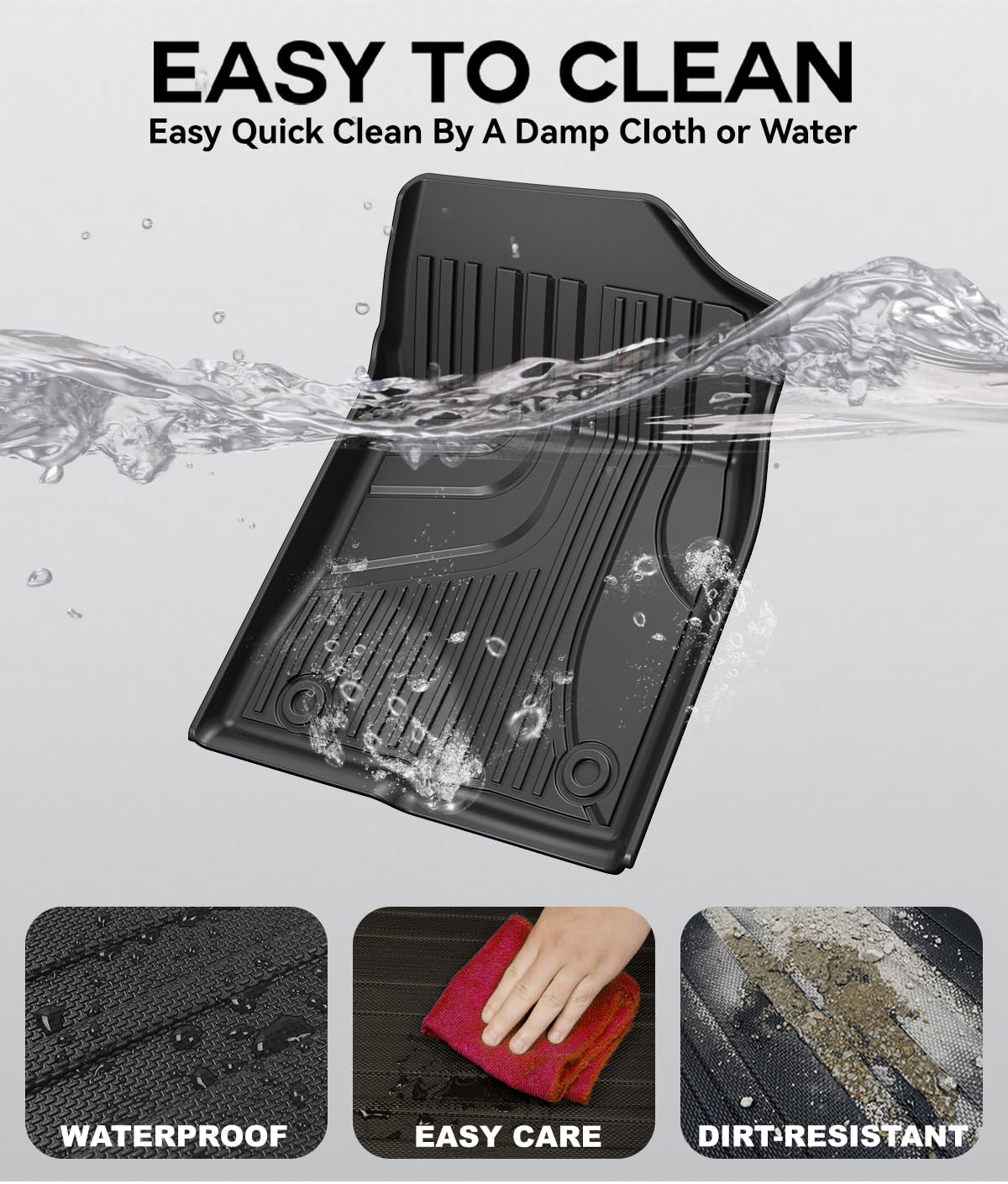 2022-2025 Honda Civic Sedan & 2023-2024 Acura Integra All Weather Floor Mats - TPE Rubber Floor Liners, Non-Slip, Odorless, Full Set (Black) - Perfect for Daily Commuting, Road Trips & All-Season Protection (Fits Sedan Models with Rear USB Ports, Not for Hatchback)