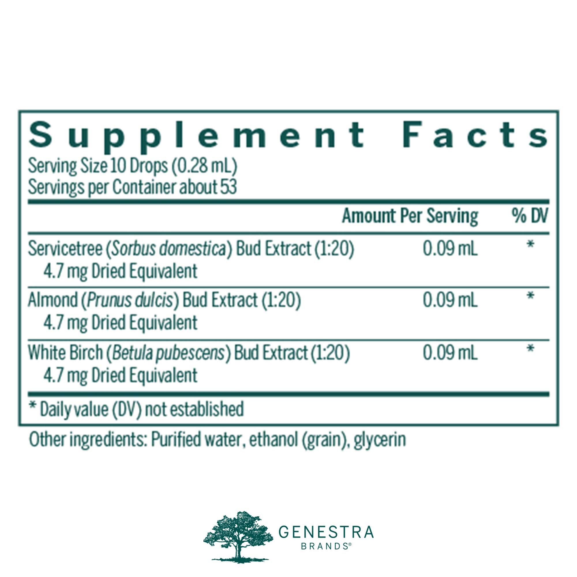 Genestra Brands HPO-GEN Herbal Supplement with Servicetree, Almond & White Birch Extract | 0.5 fl oz | Supports Immune System & Respiratory Health | Natural Wellness for Daily Use