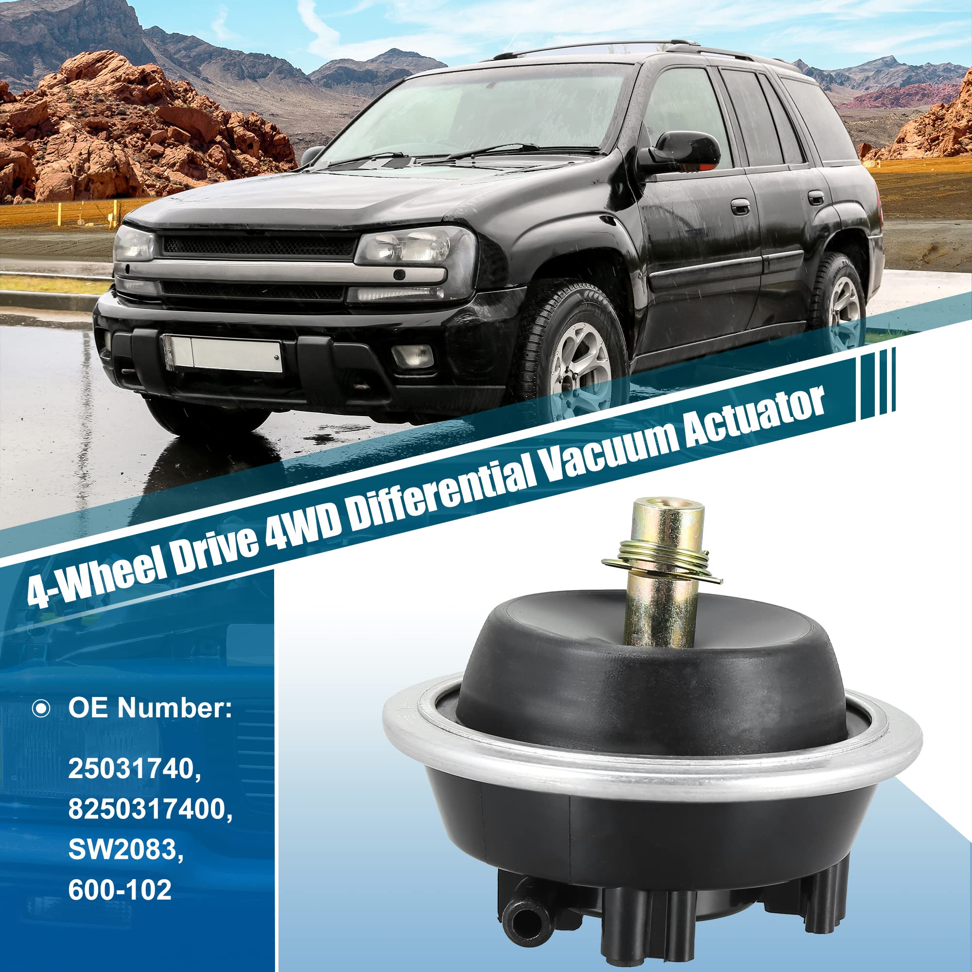 X AUTOHAUX 4WD Front Differential Vacuum Actuator 25031740 - Compatible with Chevrolet S10 Blazer 1983-2005, GMC S15 Jimmy Sonoma 1983-2004, Pontiac 6000 1988-1990 - Replacement Car Part for Off-Road & 4x4 Performance
