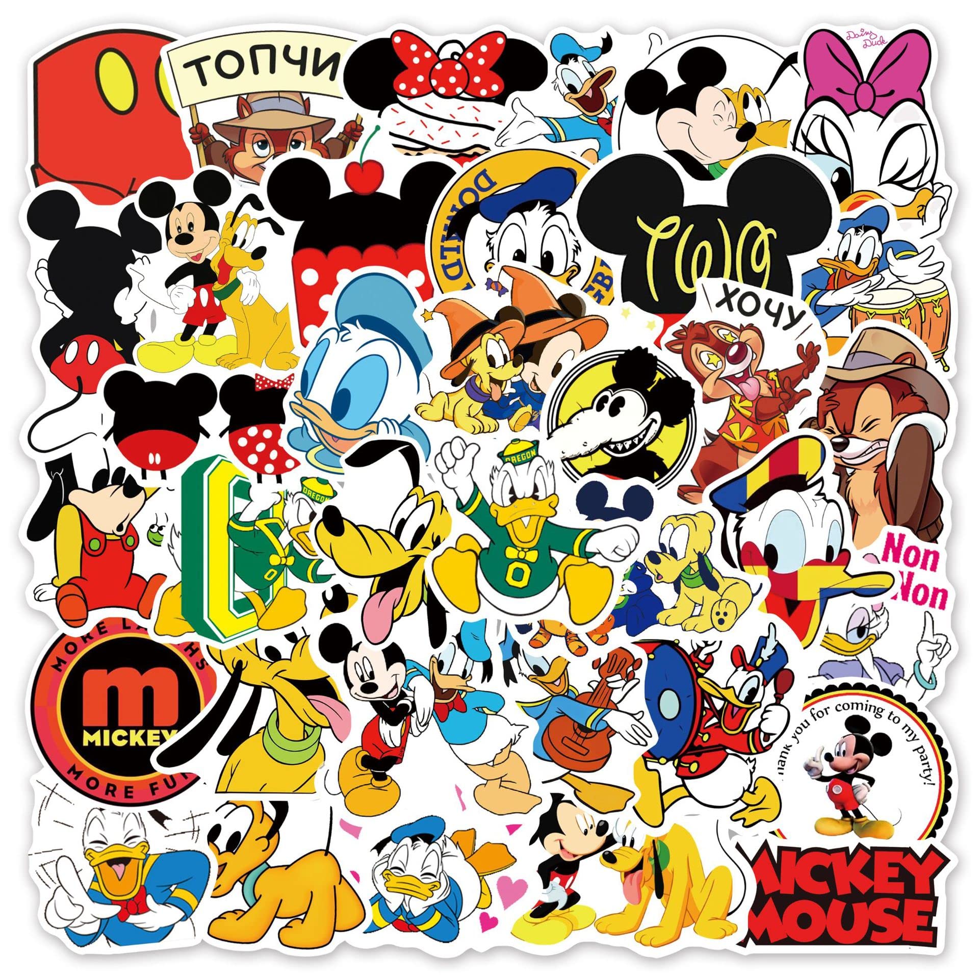 50 Pcs Waterproof Vinyl Stickers for Hydro Flask, Laptop, Phone & Skateboard - Cute Aesthetic Decals for Kids, Teens & Adults (Donald Duck Design) - Perfect for DIY Crafts, School Supplies & Personalizing Water Bottles