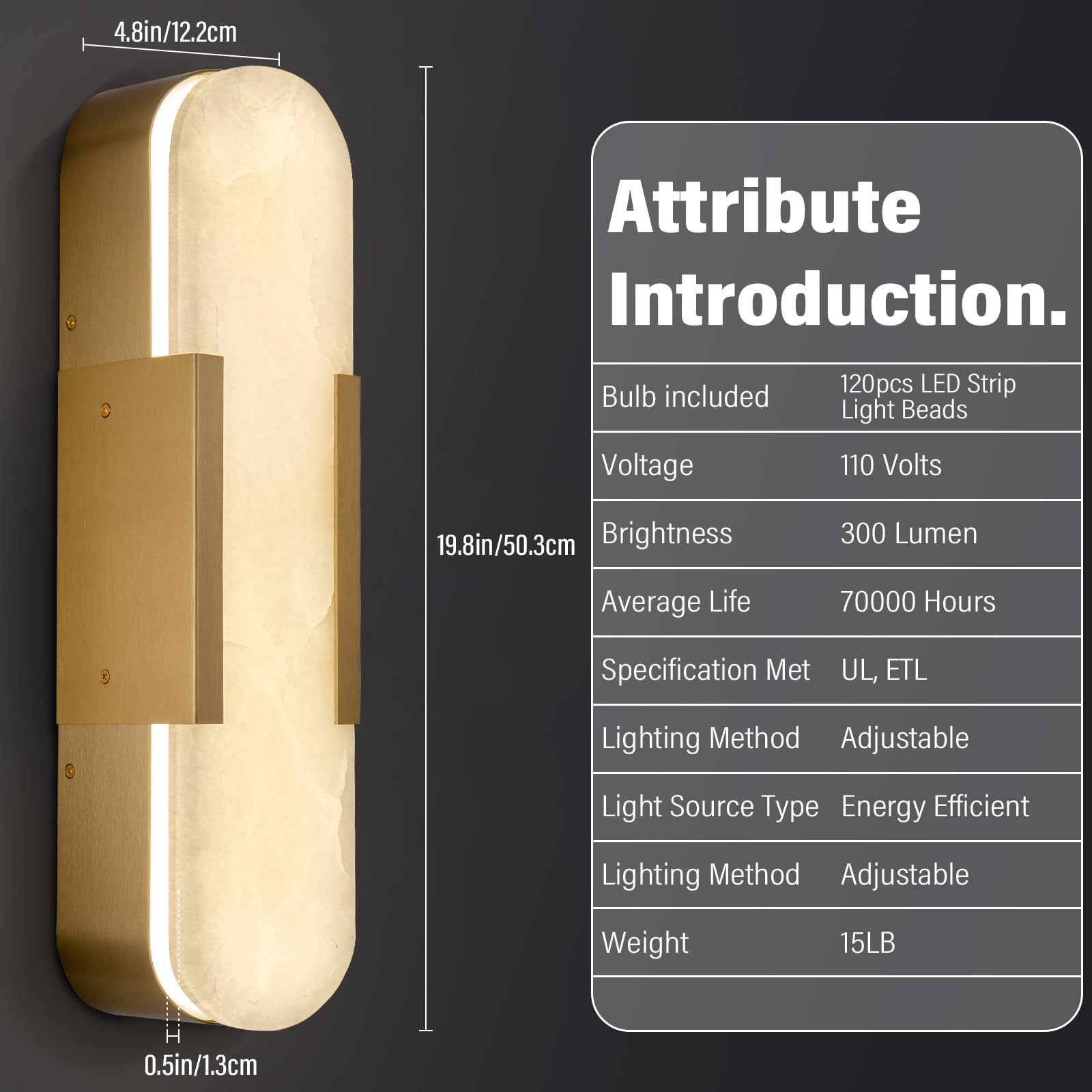 2 Pack Alabaster Wall Sconces - 19.7