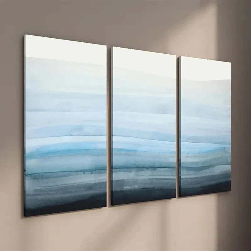 3-Piece Abstract Coastal Misty Landscape Wall Art Set - Framed Canvas 40x60cm (16x24in) - High Quality Print - 100% Australian Made - Ready to Hang - Perfect for Living Room, Bedroom & Office Decor