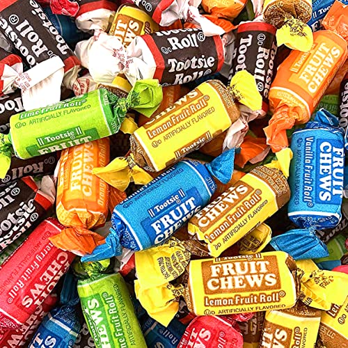 LaetaFood Tootsie Roll Chewy Candy - Assorted Fruit & Chocolate Flavored Taffy (1 Pound Bag) | Bulk Candy for Parties, Halloween Treats & Office Snacks