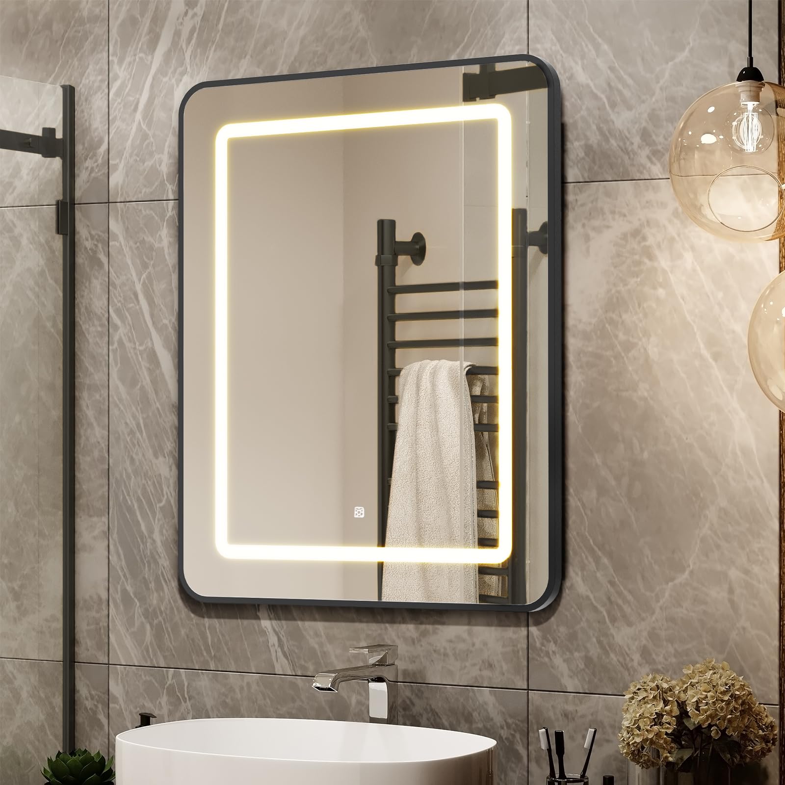 APRILSOUL 20x30 Inch Black Recessed/Surface Mount Bathroom Medicine Cabinet with LED Mirror - 3 Color Temperature Adjustable & Dimmable Lighting for Modern Homes, Vanity & Makeup Area