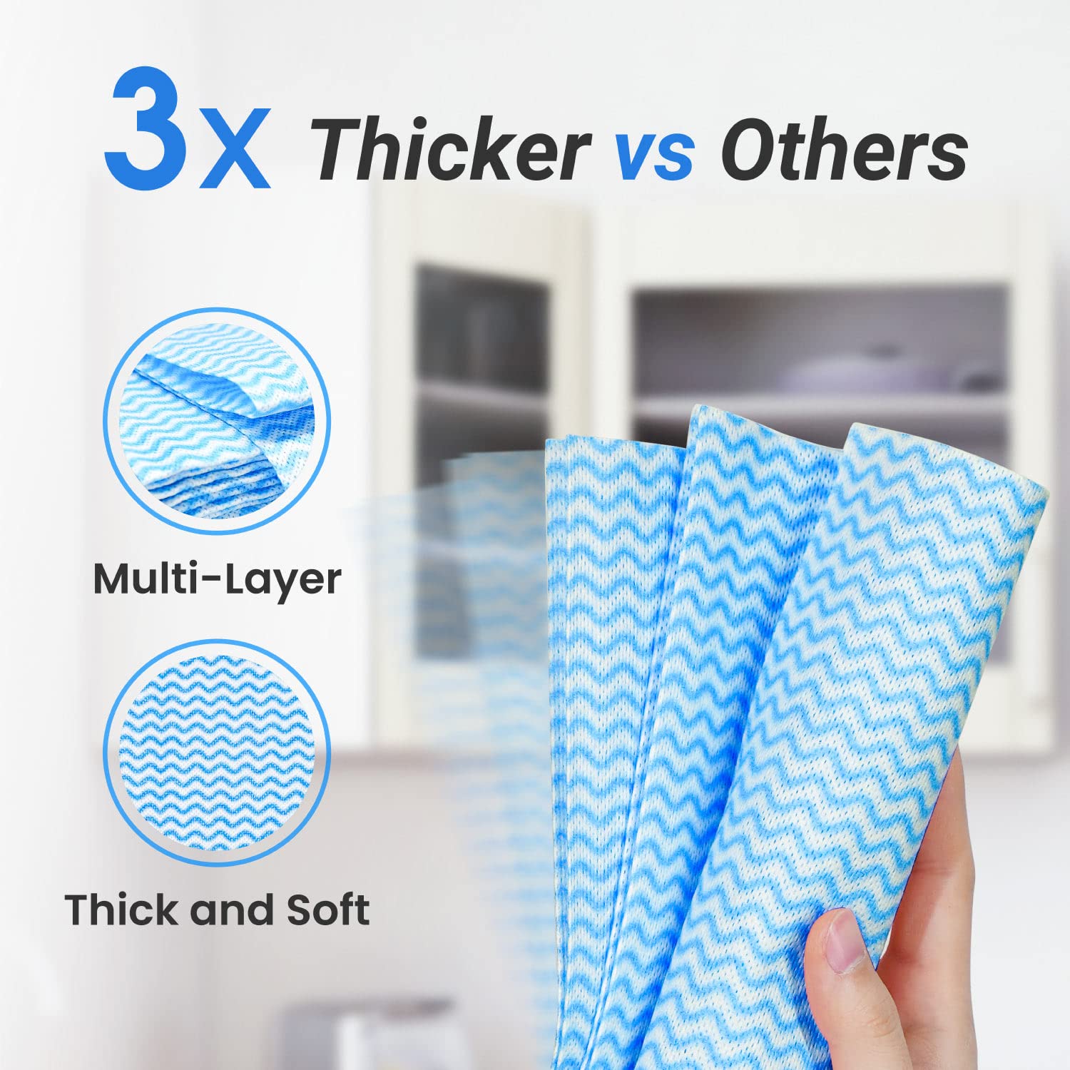 Eco-Friendly Reusable Cleaning Cloths - 25 Pack Quick-Dry Multipurpose Dish Towels for Kitchen, Bathroom & Household Cleaning (14.2