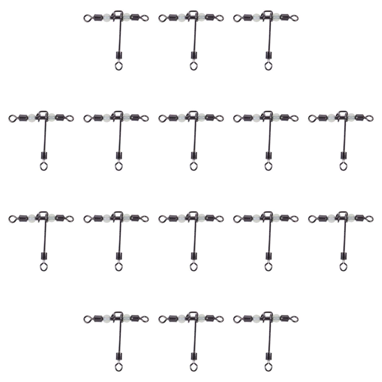 BESPORTBLE 20pcs Fishing Rolling Barrel Swivel Connectors - Triple Fishing Swivels with T-Turn for Saltwater & Freshwater - High Strength Tackle Accessories for Bass, Trout & Offshore Fishing