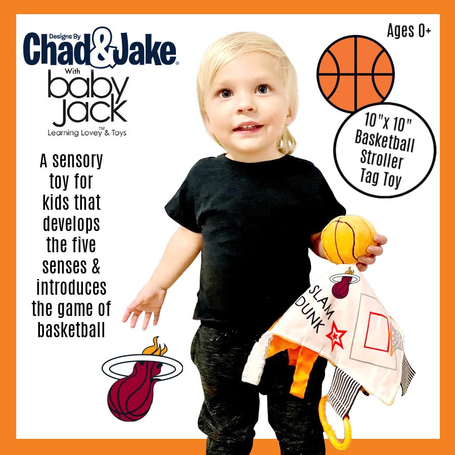 Miami Heat NBA Baby Sensory Toy - Soft Crinkle Learning Lovey with Stroller Clip - BPA Free & Safe for Infants - Perfect for Strollers, Playtime & Baby Shower Gifts