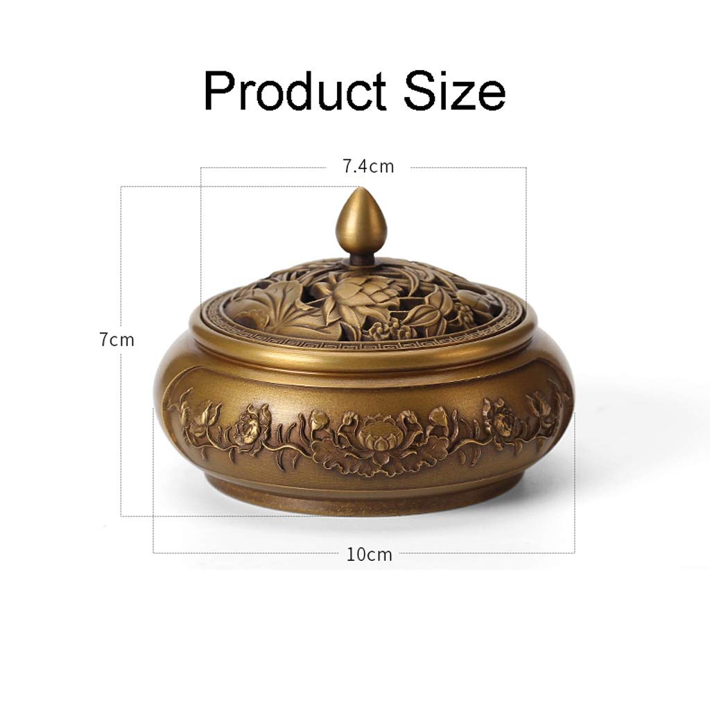 Handmade Copper Incense Burner - Zen Home Decor, Mosquito Coil Holder, Sandalwood Aromatherapy Stove for Bedroom, Meditation & Relaxation | Gold Base (Perfect for Yoga Studios, Spa Rooms & Stress Relief)