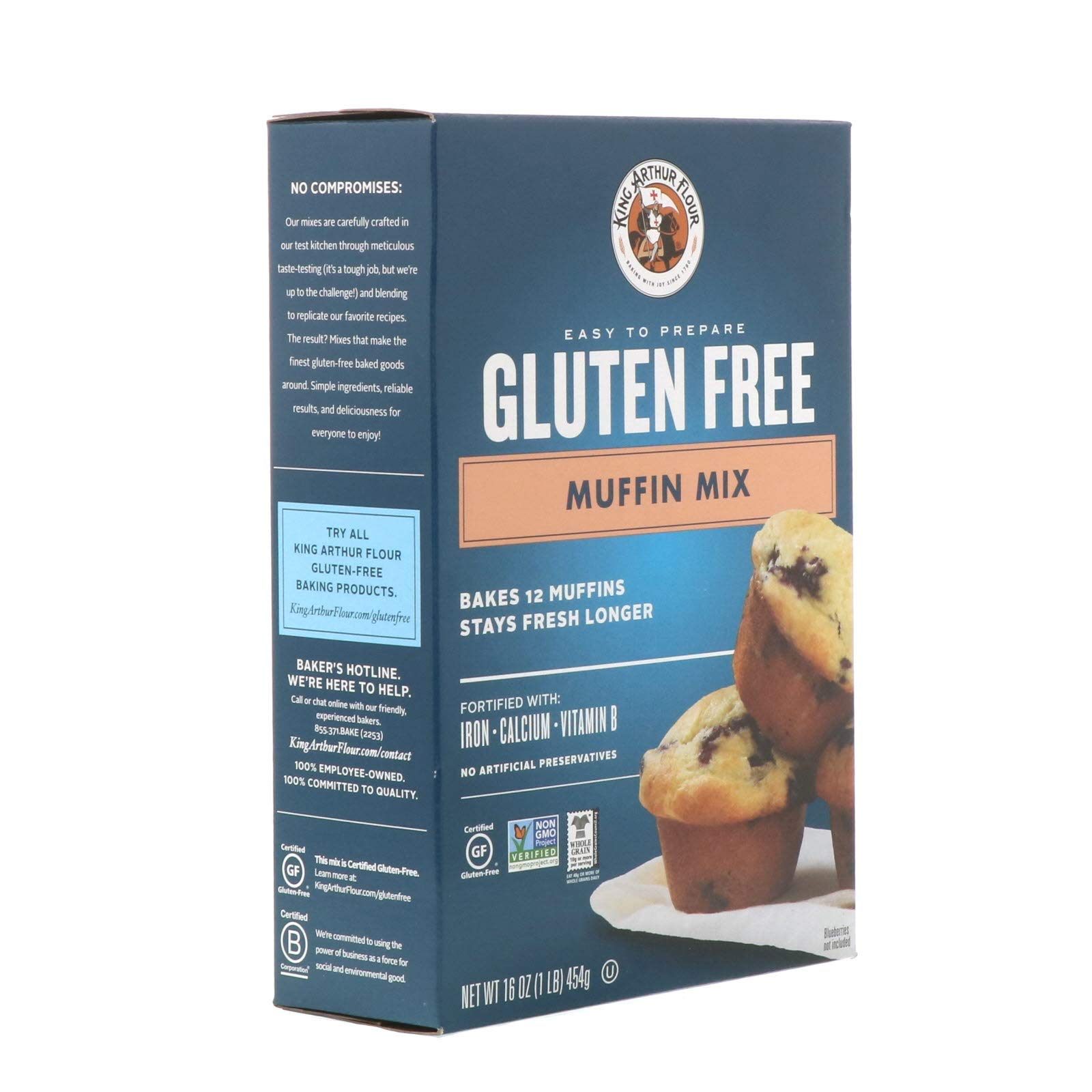 King Arthur Gluten Free Muffin Mix - 16 oz Pack | All-Purpose Baking Mix for Breakfast, Snacks & Desserts | Non-GMO, Vegan Friendly | Perfect for Home Bakers & Gluten-Free Diets