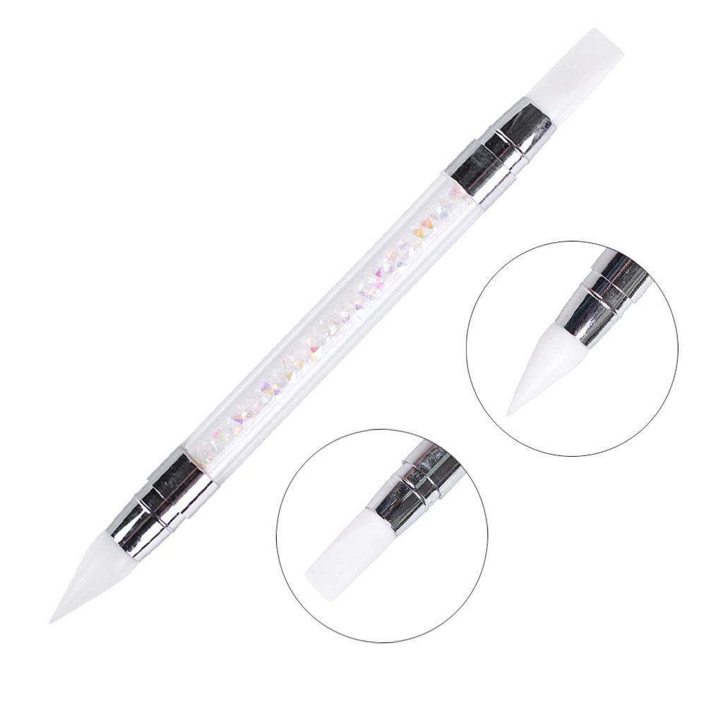 LAURAG Acrylic Rhinestone Nail Art Brush - Professional Silicone Carving Brush for Glitter & Powder Picking | Perfect for Nail Extensions, 3D Nail Art Designs & Salon Use (1pc)