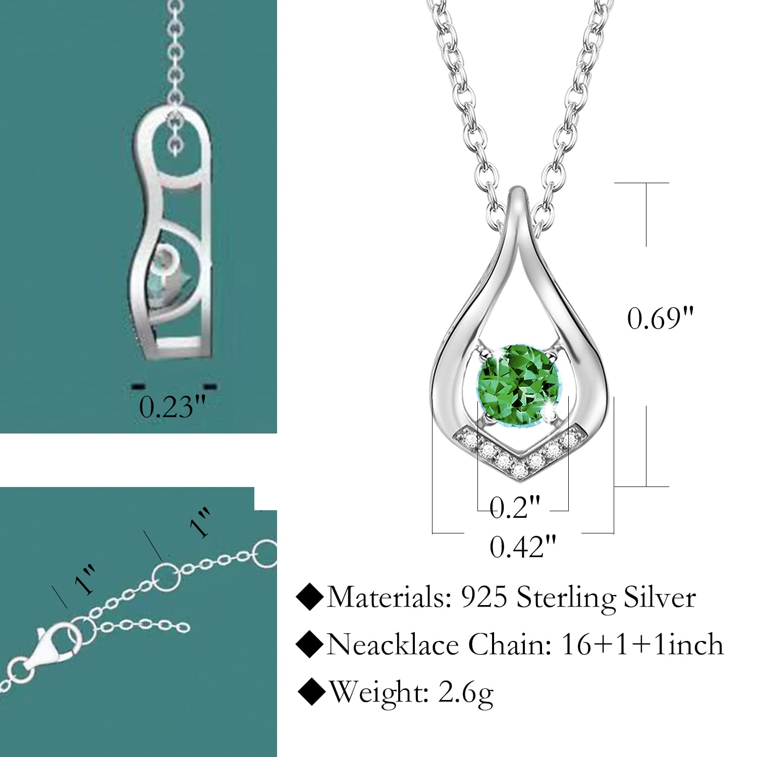 12 Months Colorful Birthstone Necklace for Women - Sterling Silver Infinity Pendant Jewelry Gift for Anniversary, Birthday, Christmas & Valentine's Day | Perfect for Everyday Wear, Special Occasions & Thoughtful Gifting
