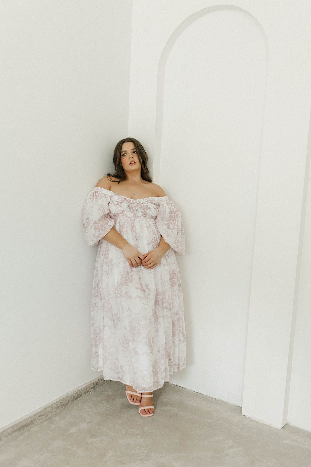 Harlow Midi Dress - Light Pink Floral Print, Bump Friendly Maternity Dress, Inclusive Sizing (S-3XL) for Pregnancy, Baby Shower & Special Occasions