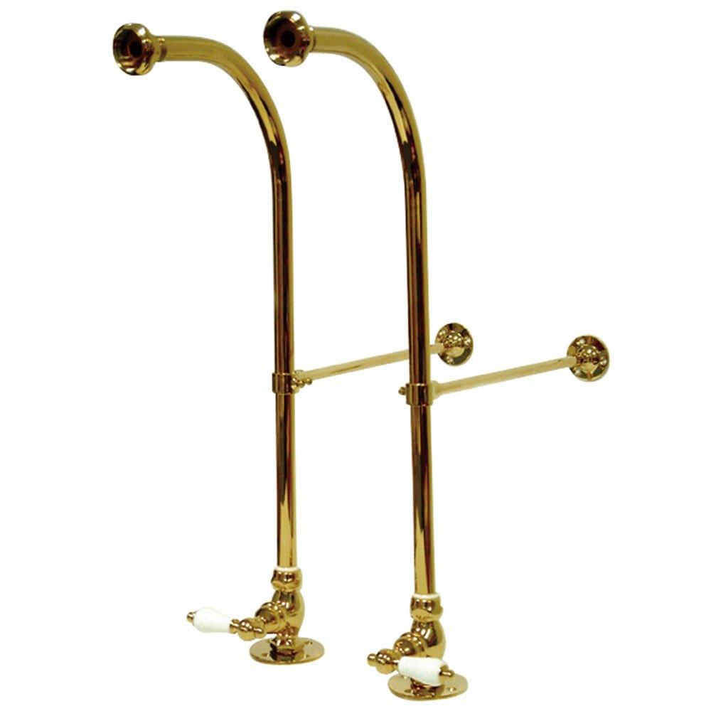 Kingston Brass CC452PL Vintage Freestanding Faucet with Stop Porcelain Lever Handle - 23 Inch Polished Brass for Bathroom Sink & Vanity Installation
