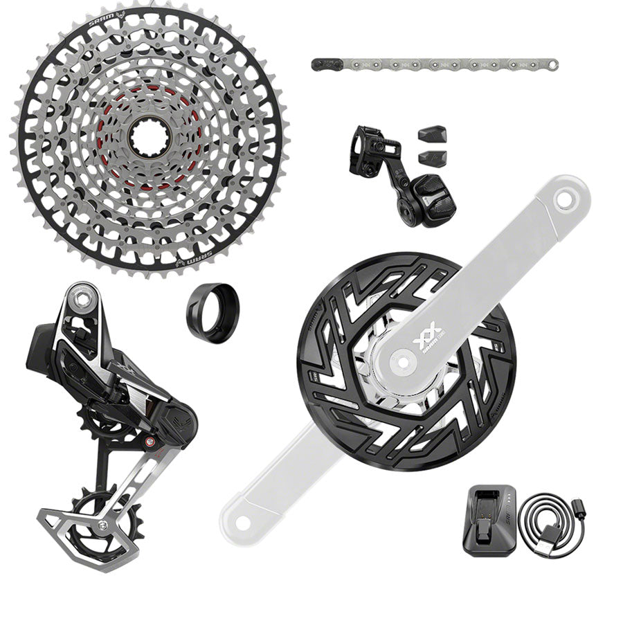 SRAM XX Eagle T-Type Ebike AXS Groupset - 104BCD 36T Chainring, Derailleur, Shifter, 10-52T Cassette, Clip-On Guard (Arms Not Included) | High-Performance Electric Mountain Bike Drivetrain for Trail Riding & Off-Road Adventures
