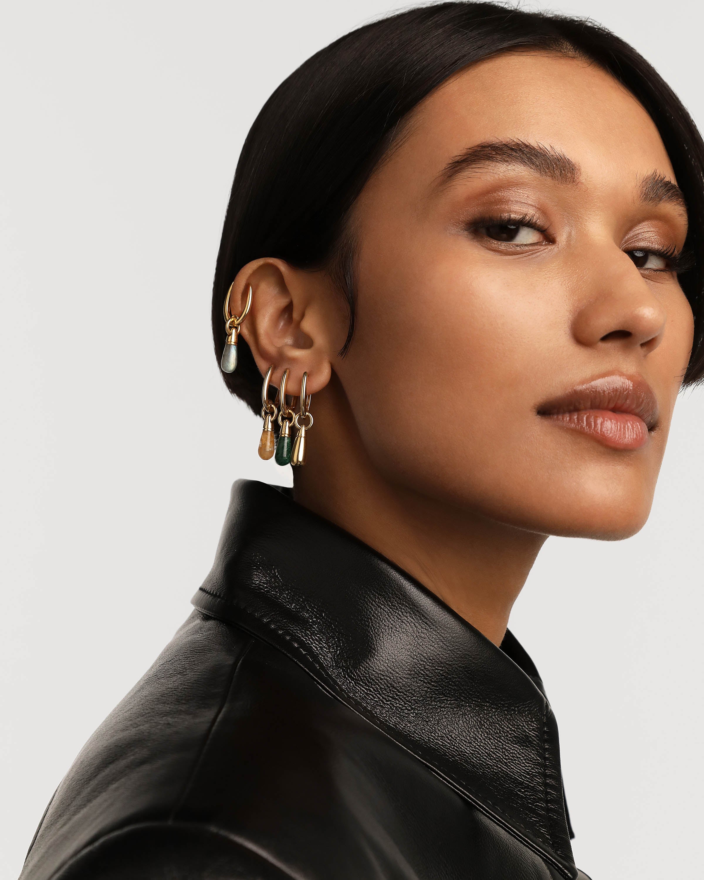 Labradorite Jupiter Single Hoop Earrings - Genuine Labradorite Gemstone Dangle Earrings for Women | Perfect for Boho, Festival & Everyday Wear